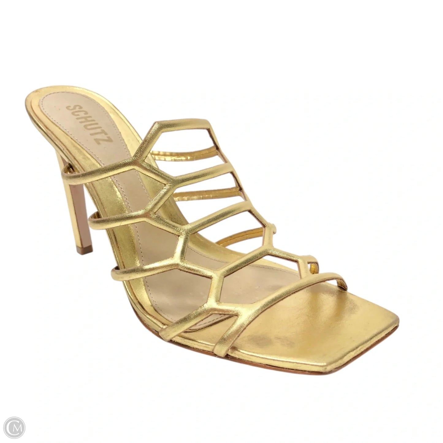 Sandals Heels Stiletto By Cmb In Gold, Size: 9.5