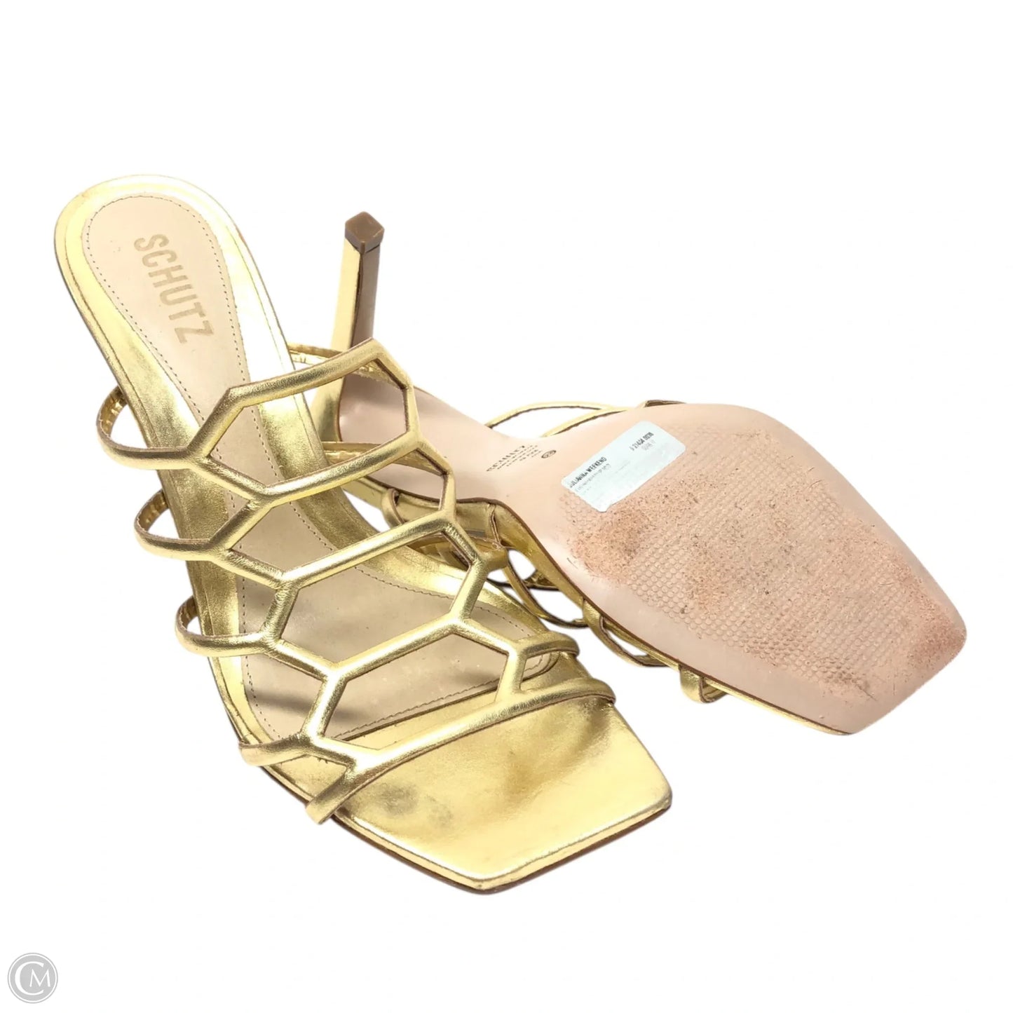 Sandals Heels Stiletto By Cmb In Gold, Size: 9.5