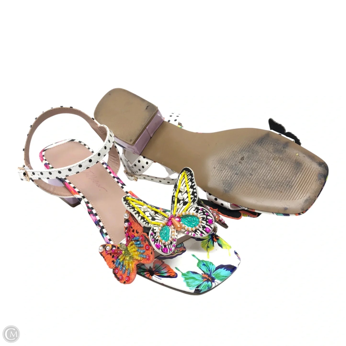 Sandals Heels Block By Betsey Johnson In Multi-colored, Size: 7.5