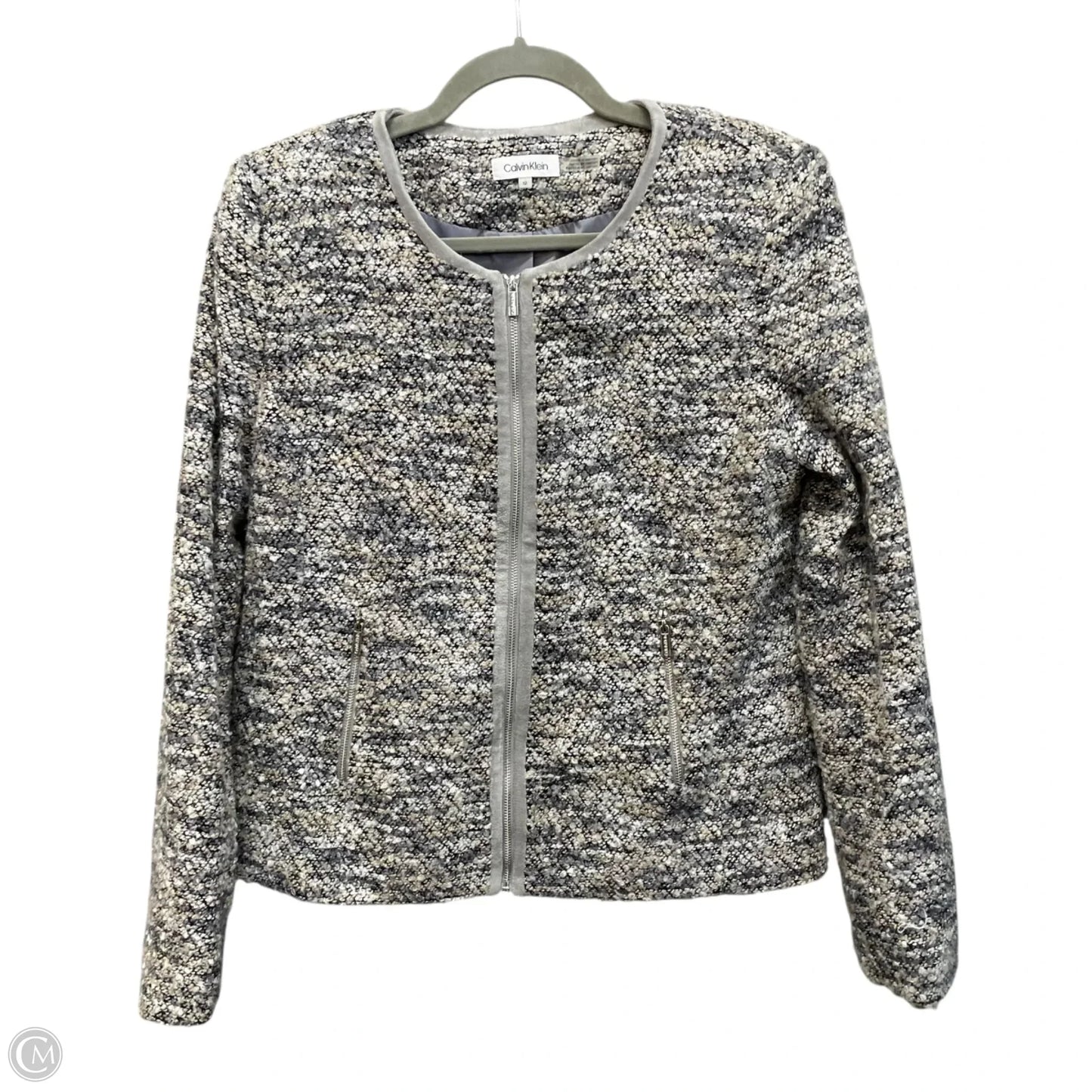 Blazer By Calvin Klein In Grey & White, Size: 12