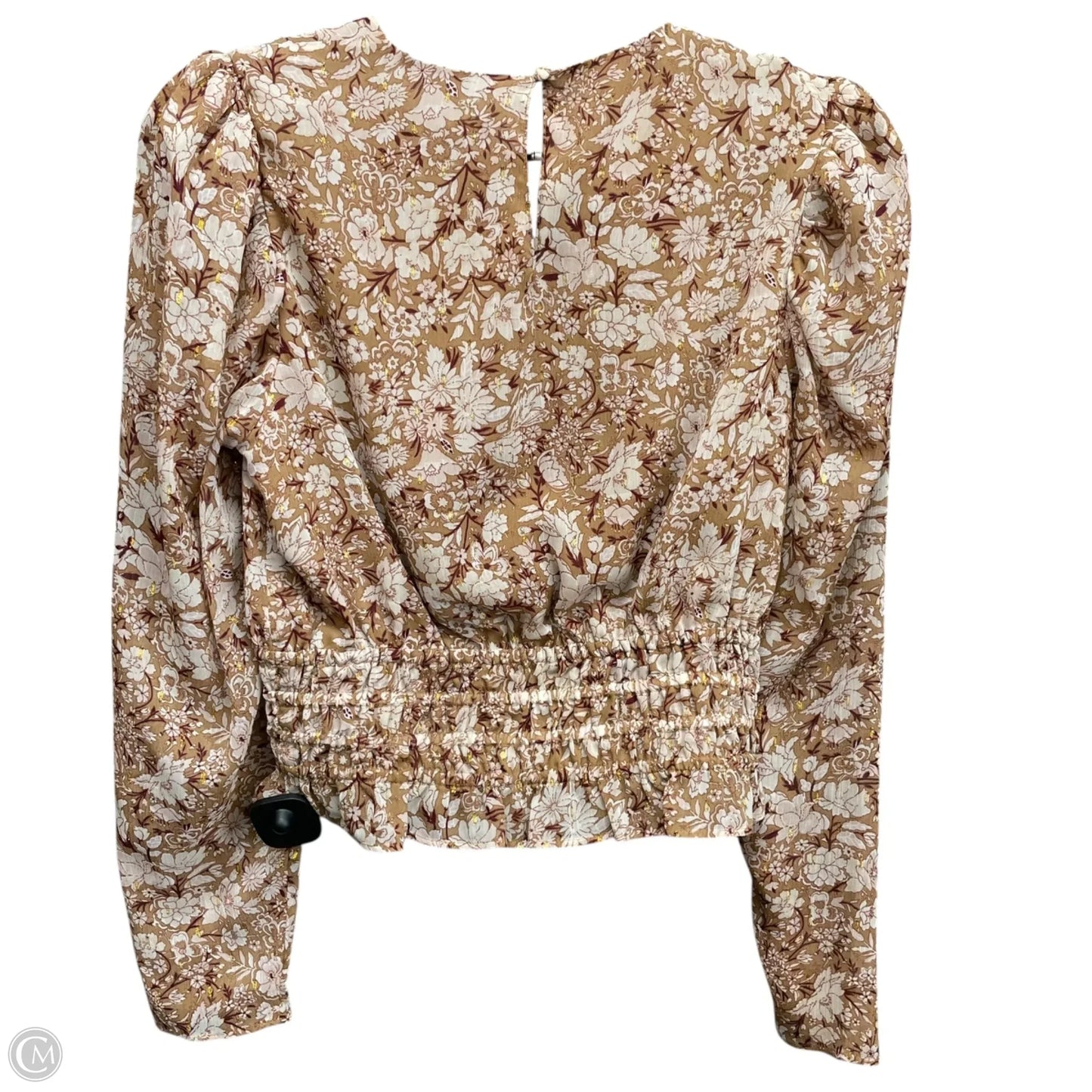 Blouse Long Sleeve By Express In Tan, Size: Xs