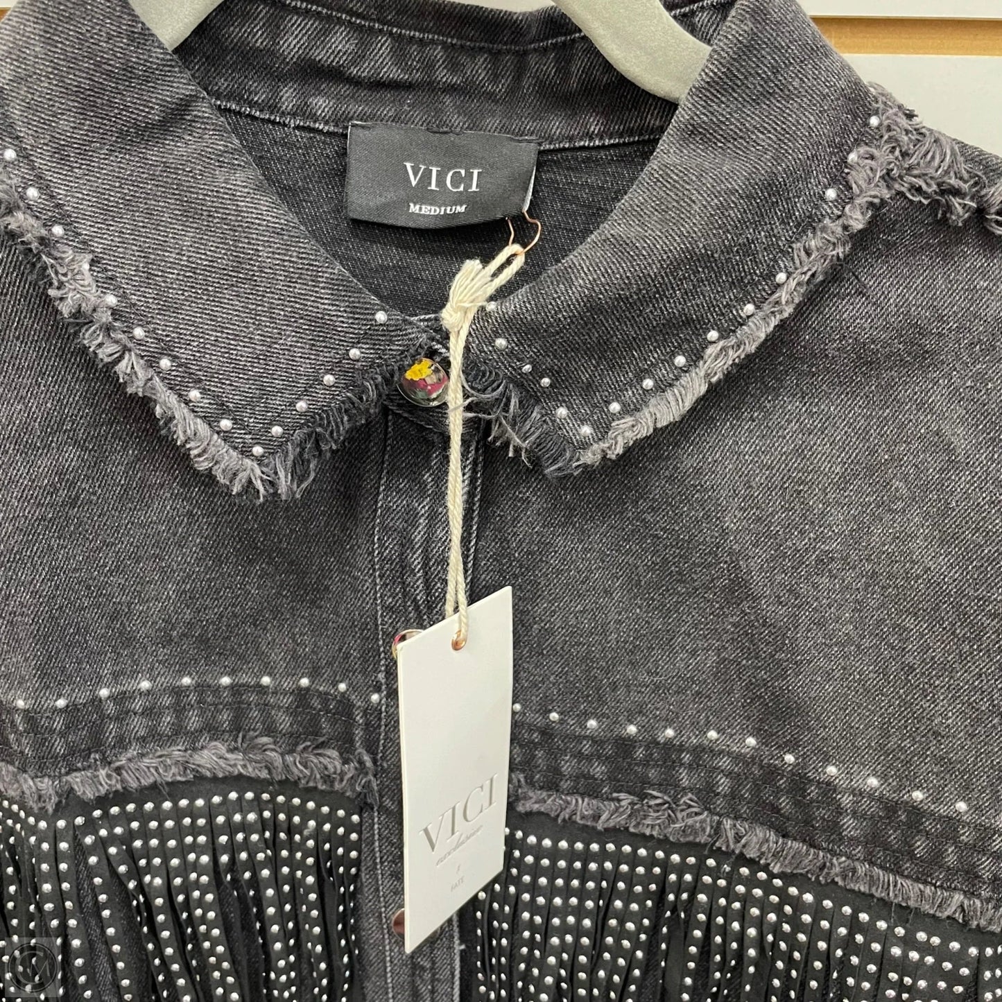 Jacket Denim By Vici In Black Denim, Size: M