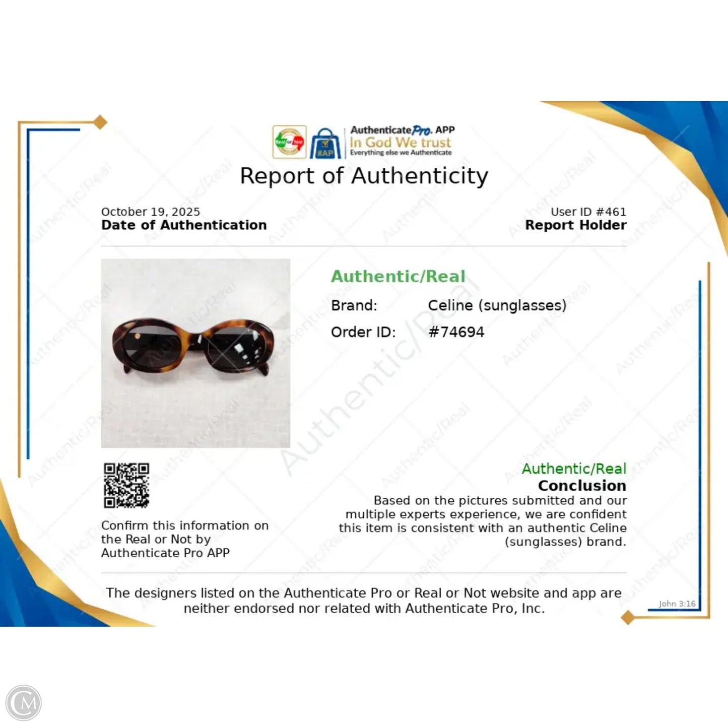 Sunglasses Luxury Designer By Celine