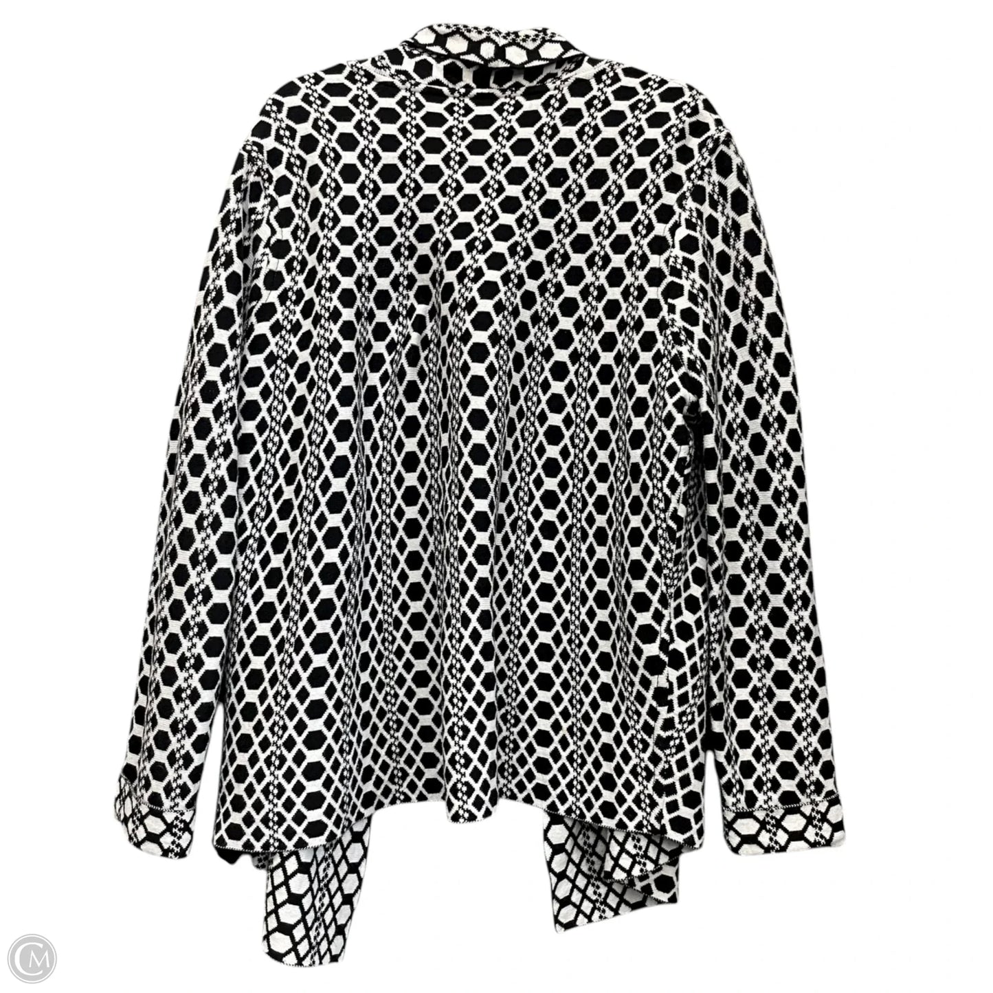 Sweater Cardigan By Chicos In Black & White, Size: Xl