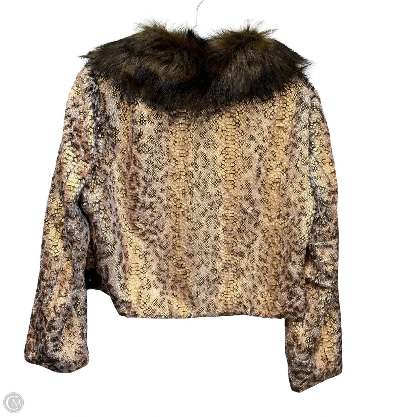 Jacket Faux Fur & Sherpa By Anthropologie In Brown & Gold, Size: M