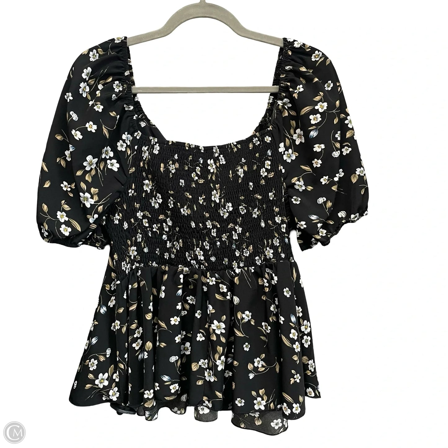 Blouse Short Sleeve By Shein In Floral Print, Size: 1x