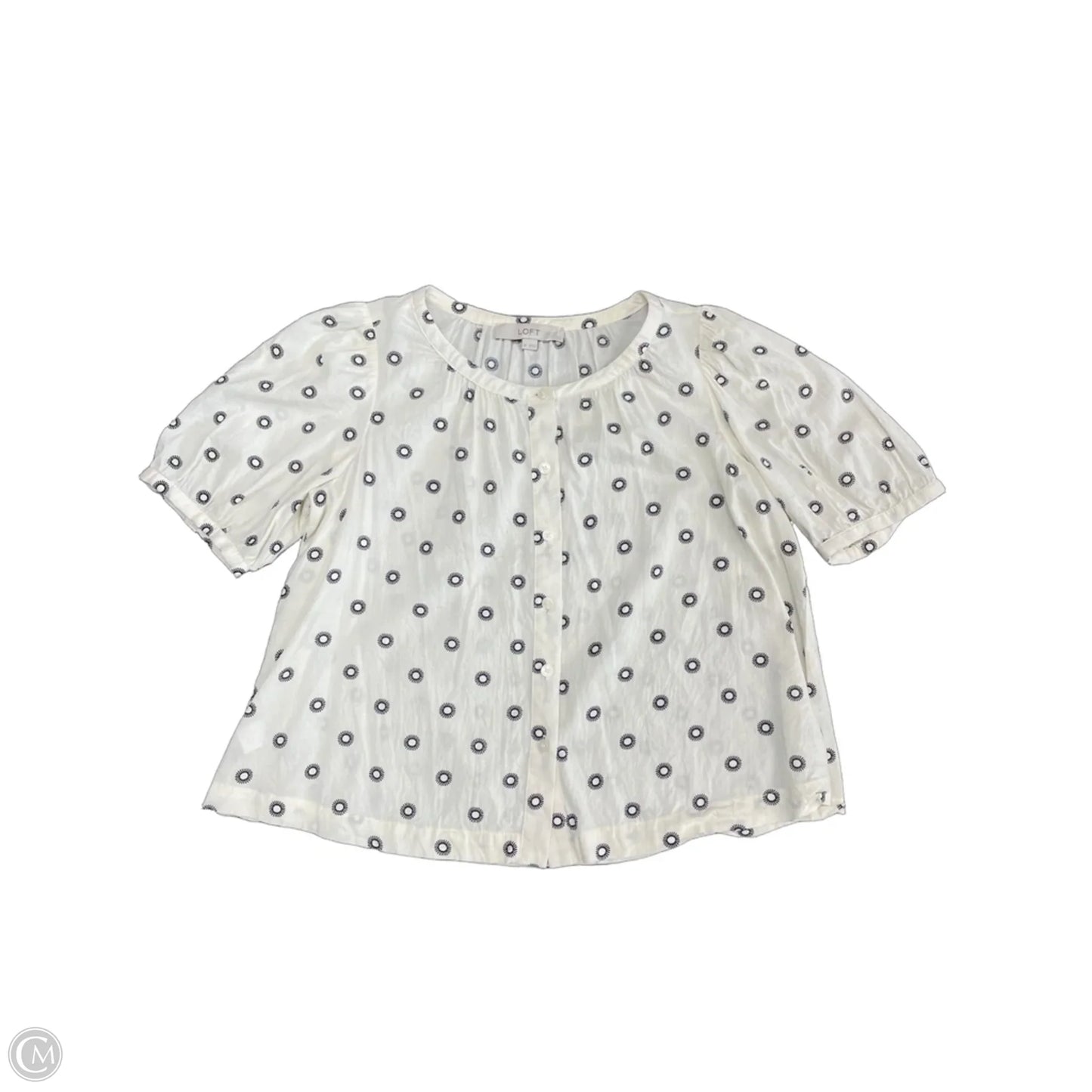 Top Short Sleeve By Loft In Black & Cream, Size: Xs