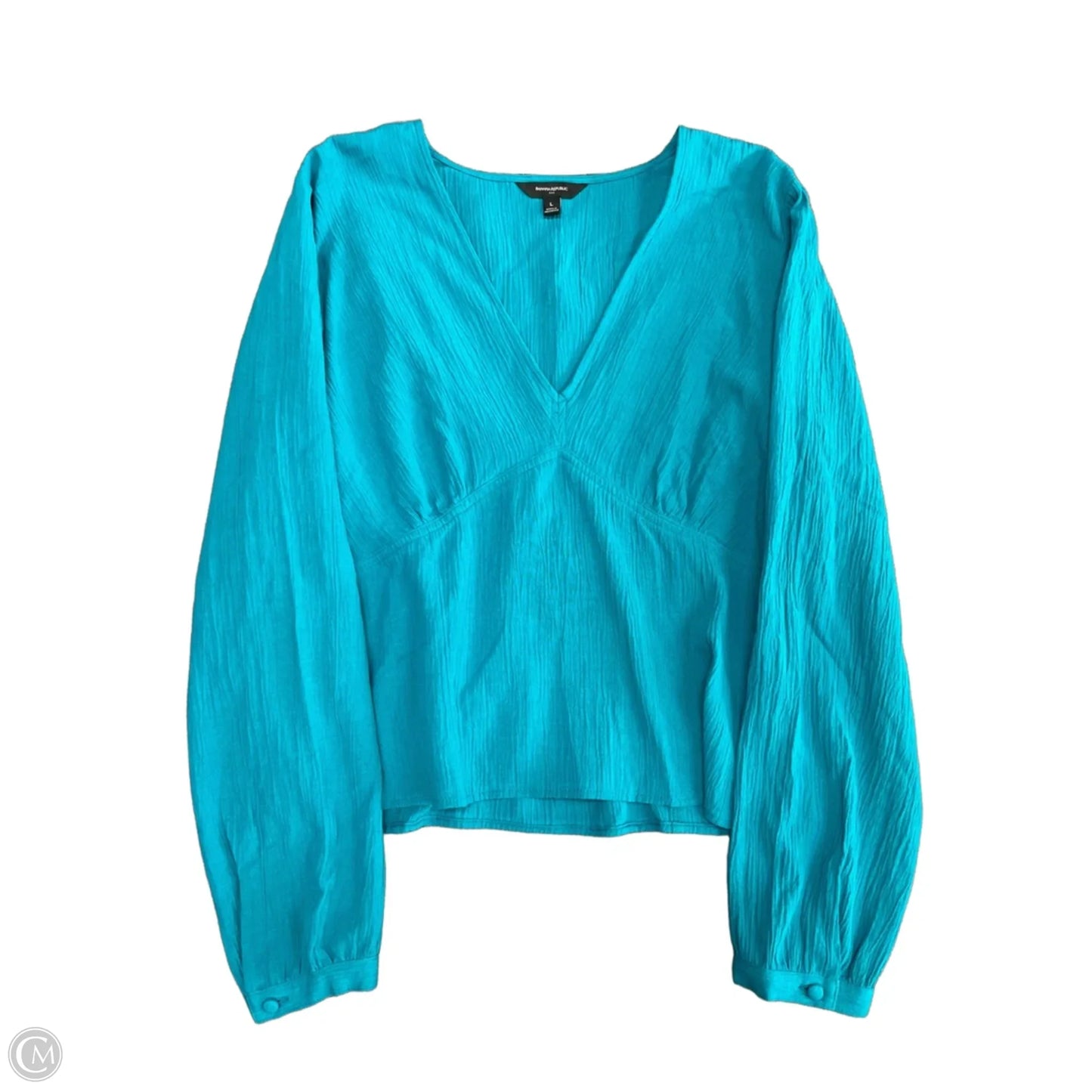 Blouse Long Sleeve By Banana Republic In Teal, Size: L