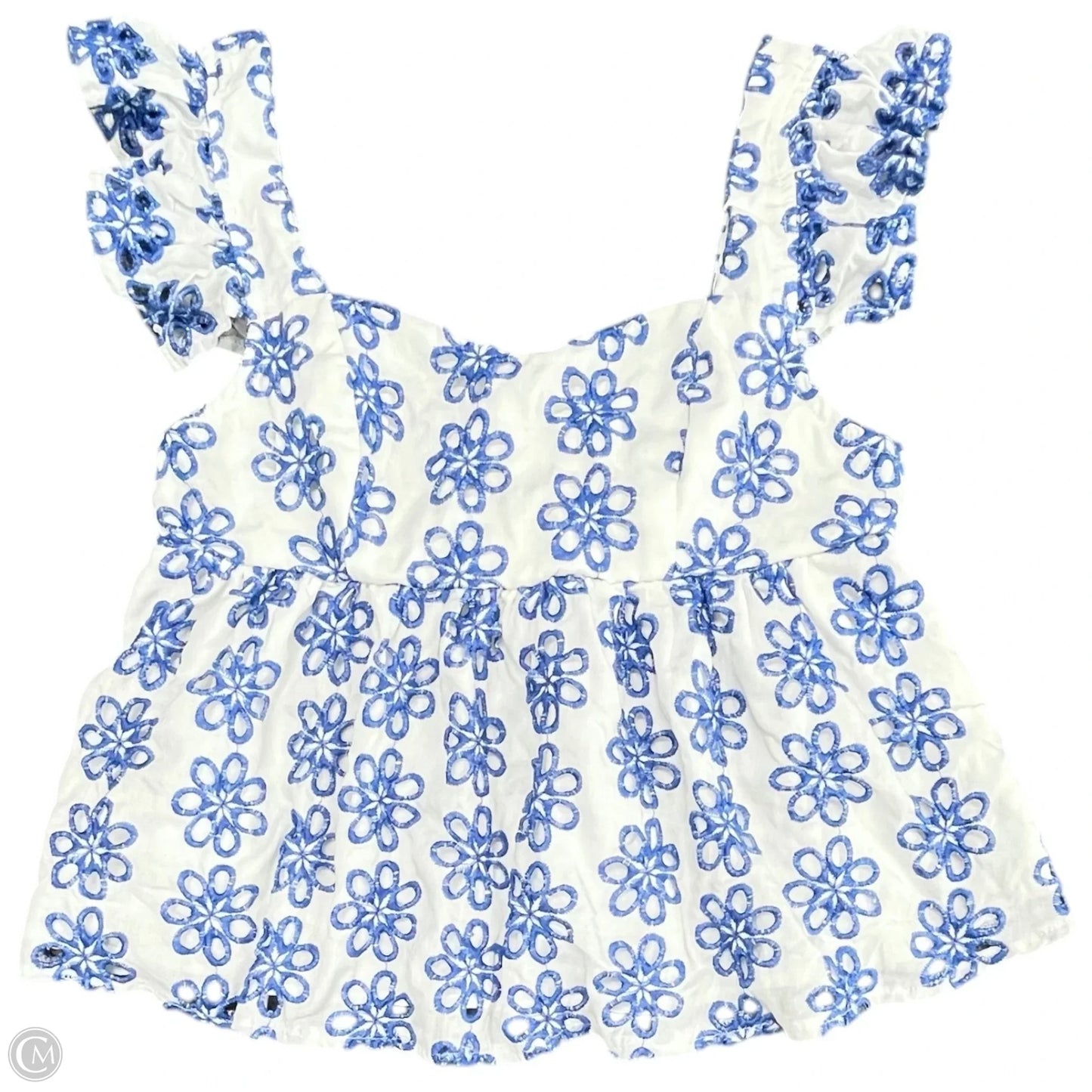 Blouse Sleeveless By Shein In Blue & White, Size: 4