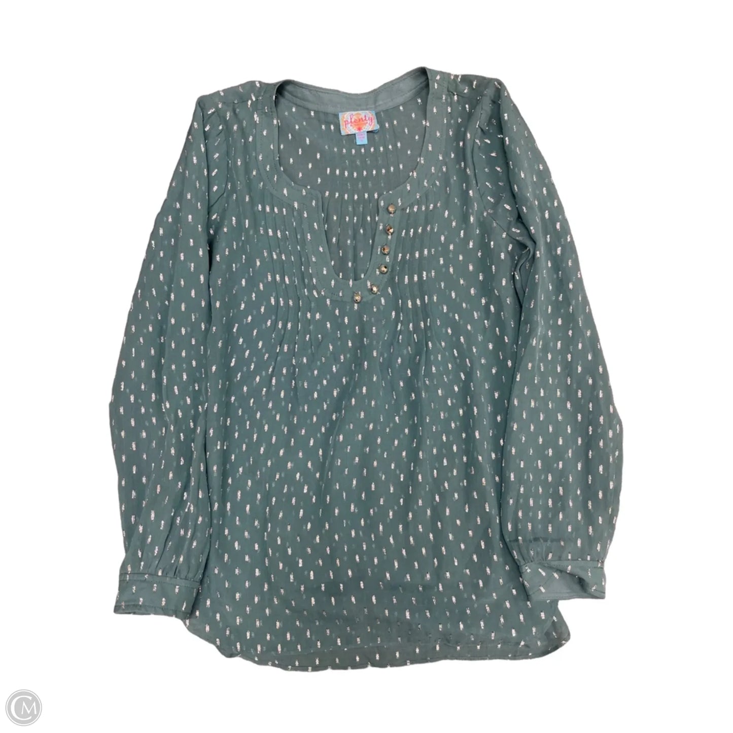 Blouse Long Sleeve By Tracy Reese In Green & Silver, Size: S