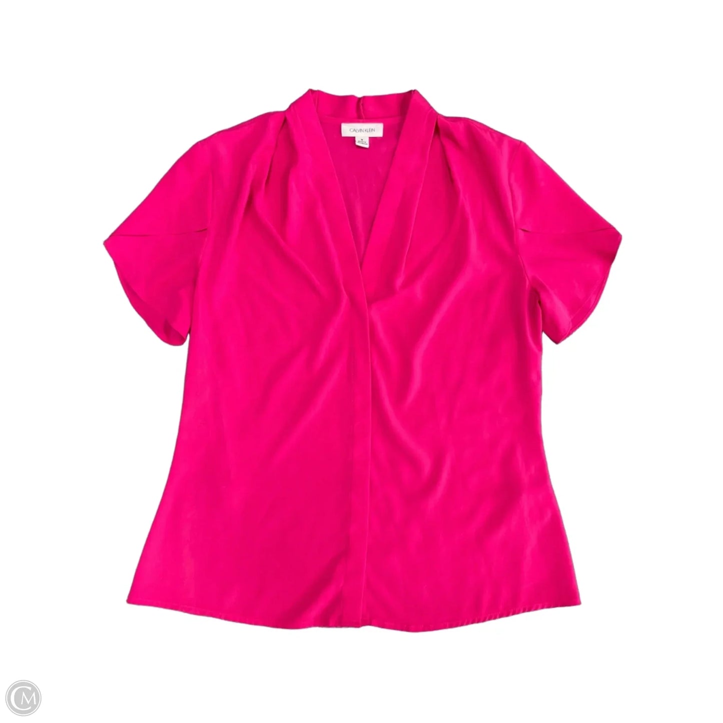 Blouse Short Sleeve By Calvin Klein In Pink, Size: S