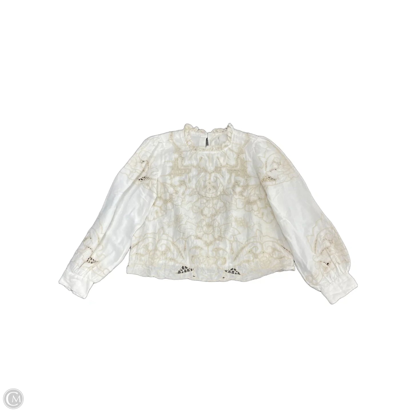 Blouse Long Sleeve By Anthropologie In Cream, Size: Xs