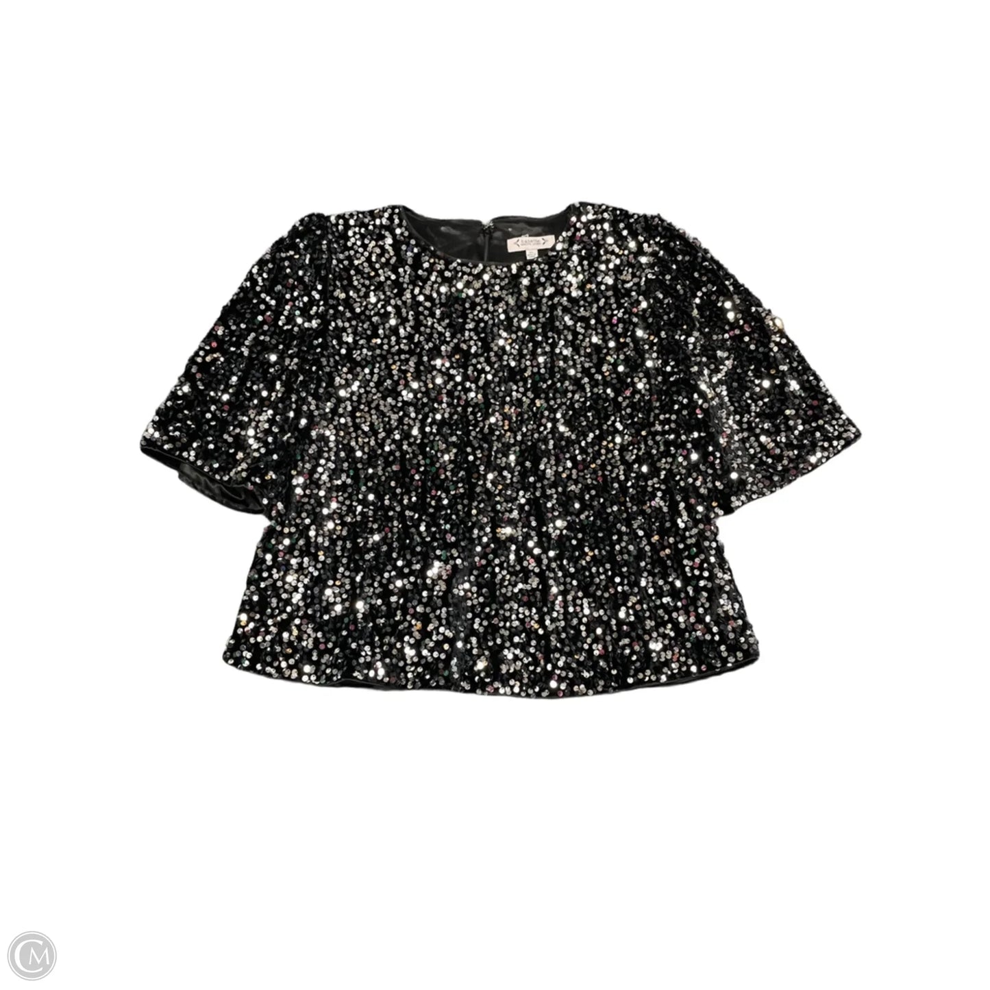 Top Short Sleeve By Nanette By Nanette Lepore In Black & Silver, Size: Xl