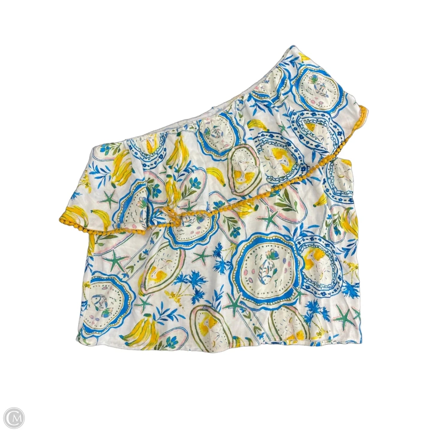 Blouse Sleeveless By Sugar Lips In Blue & Yellow, Size: M