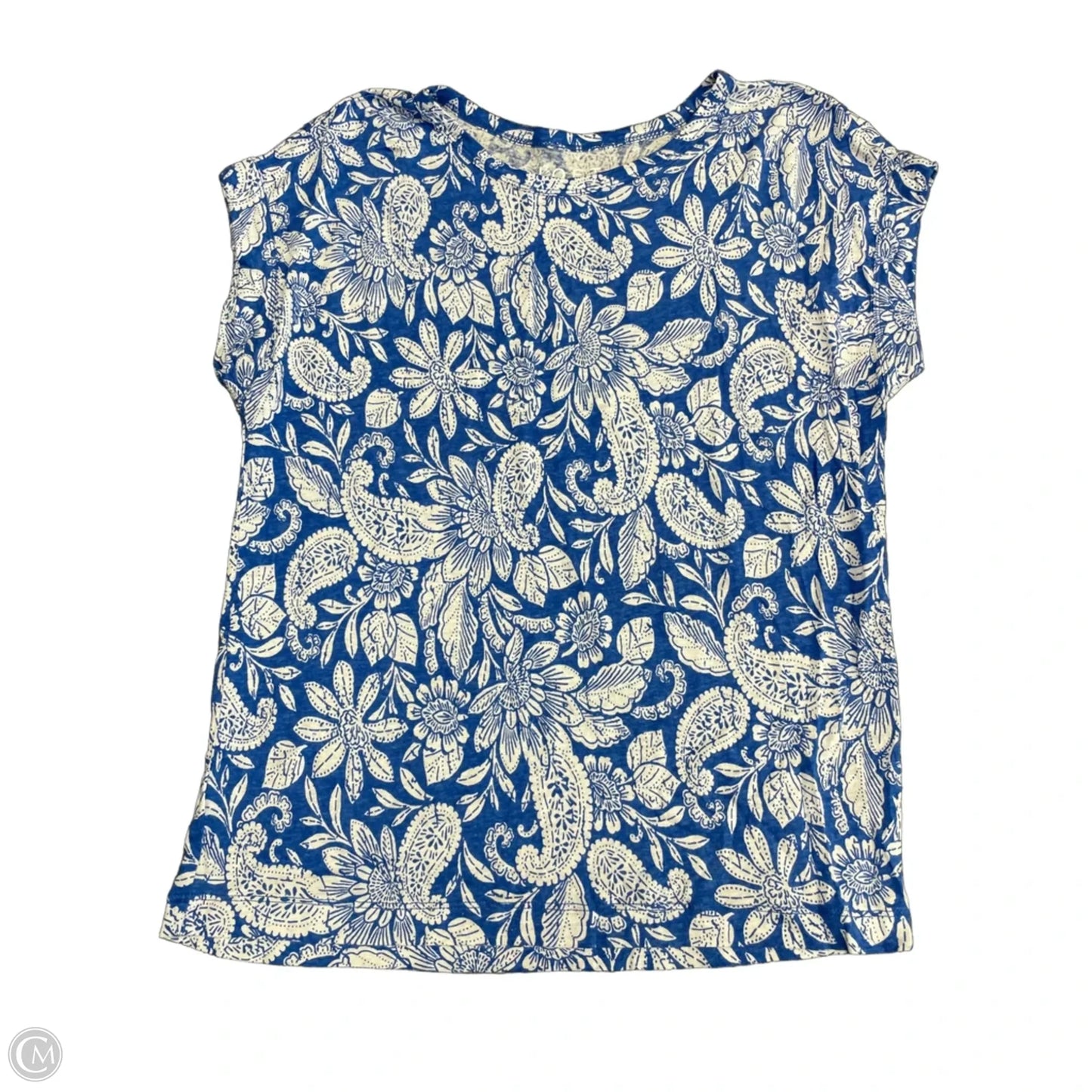 Top Short Sleeve By Loft In Blue & White, Size: Xs