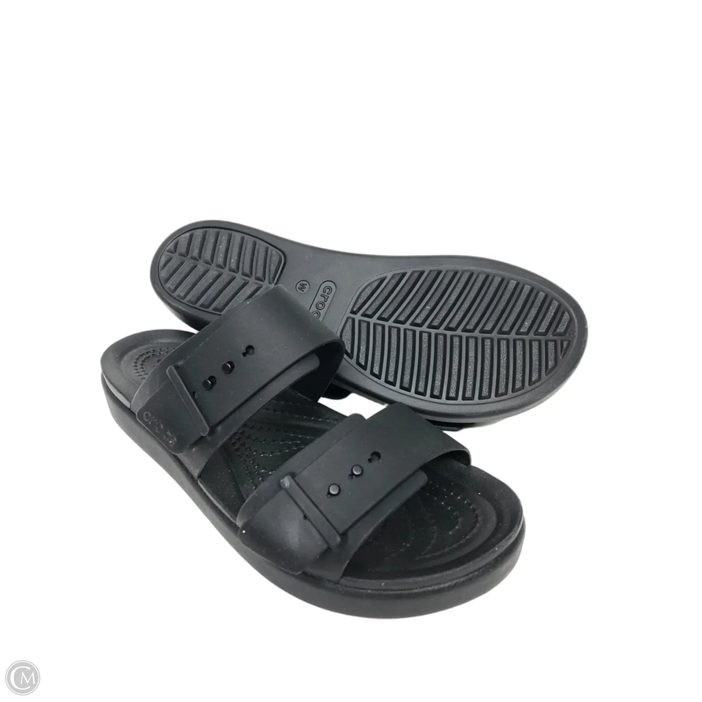 Sandals Flats By Crocs In Black, Size: 7