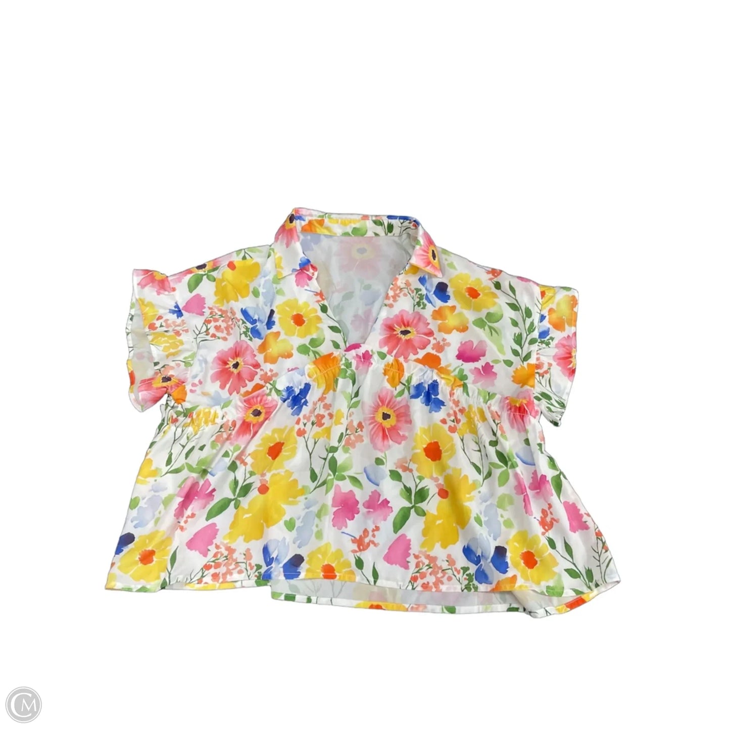 Top Short Sleeve By Cme In Floral Print, Size: S