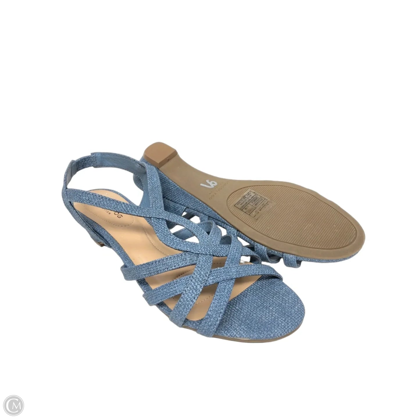 Sandals Heels Wedge By London Fog In Blue Denim, Size: 6.5