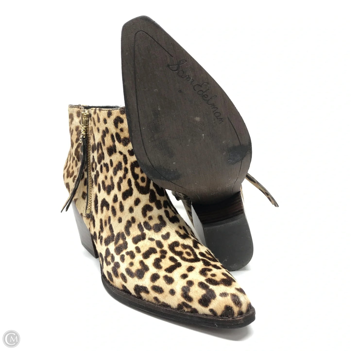 Boots Ankle Heels By Sam Edelman In Leopard Print, Size: 6.5
