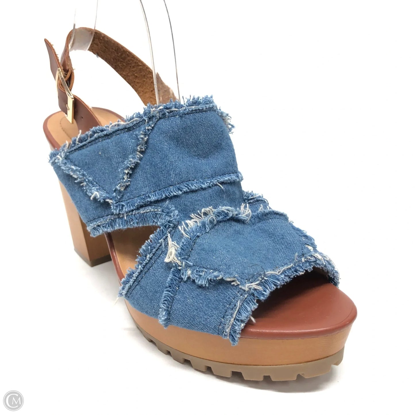 Sandals Heels Block By Cato In Blue Denim, Size: 11