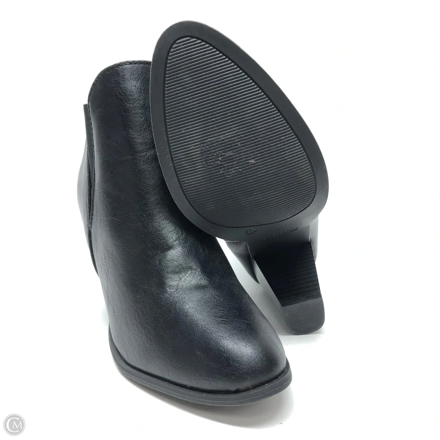 Boots Ankle Heels By Forever In Black, Size: 10