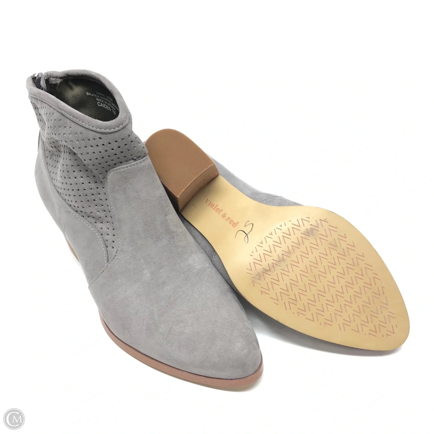 Boots Ankle Heels By Clothes Mentor In Grey, Size: 7