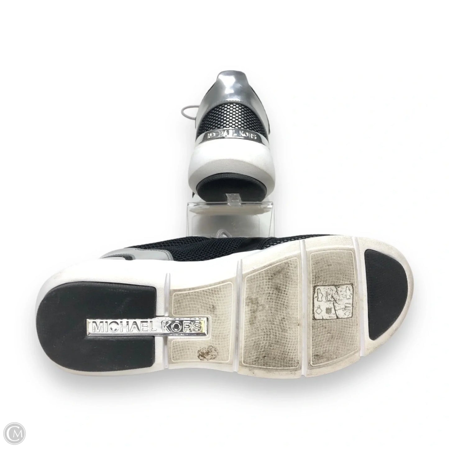 Shoes Sneakers By Michael By Michael Kors In Black & Silver, Size: 10