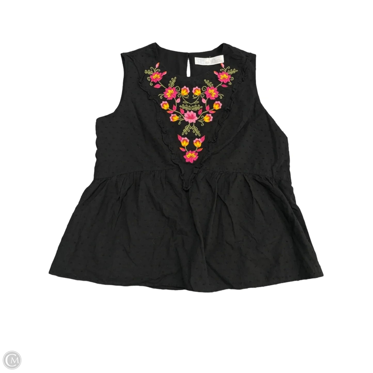 Top Sleeveless By Time And Tru In Black, Size: L
