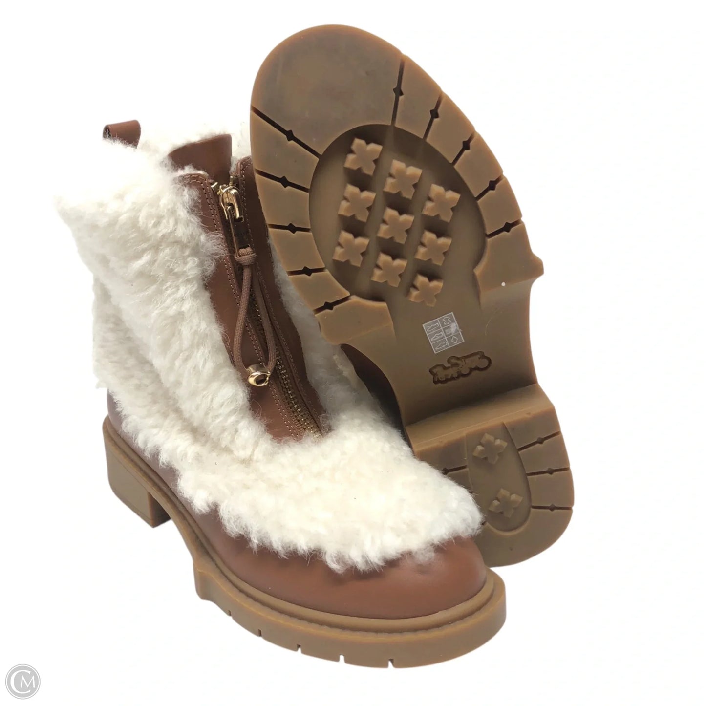 Boots Designer By Coach In Cream, Size: 7