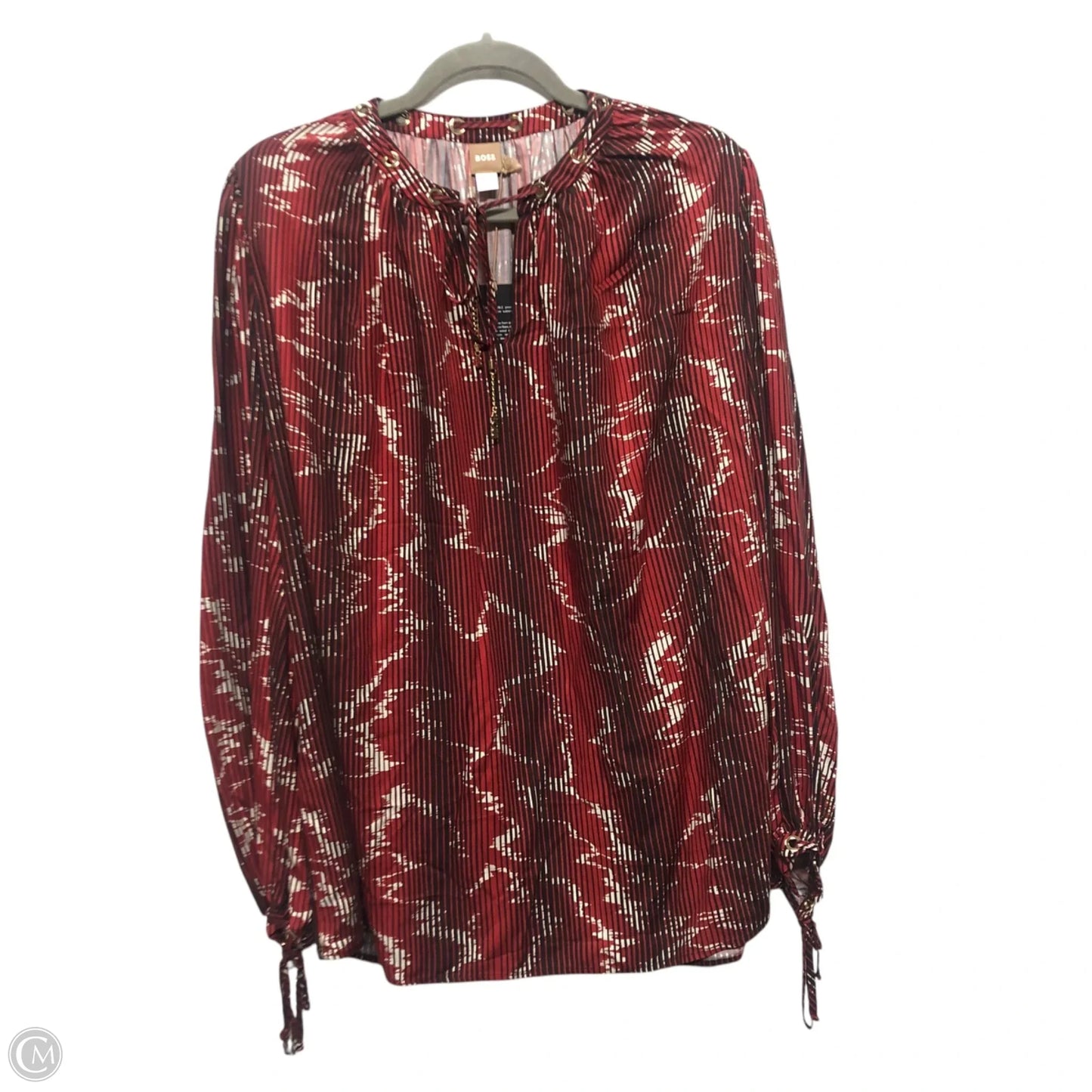 Blouse Long Sleeve By Hugo Boss In Red, Size: L