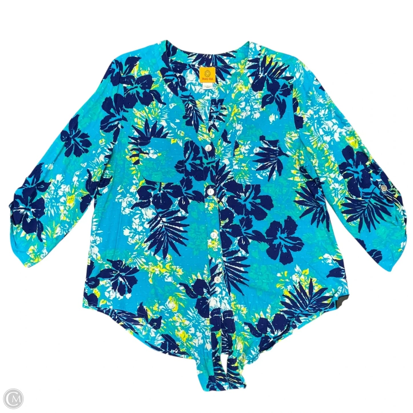 Top 3/4 Sleeve By Ruby Rd In Blue, Size: L