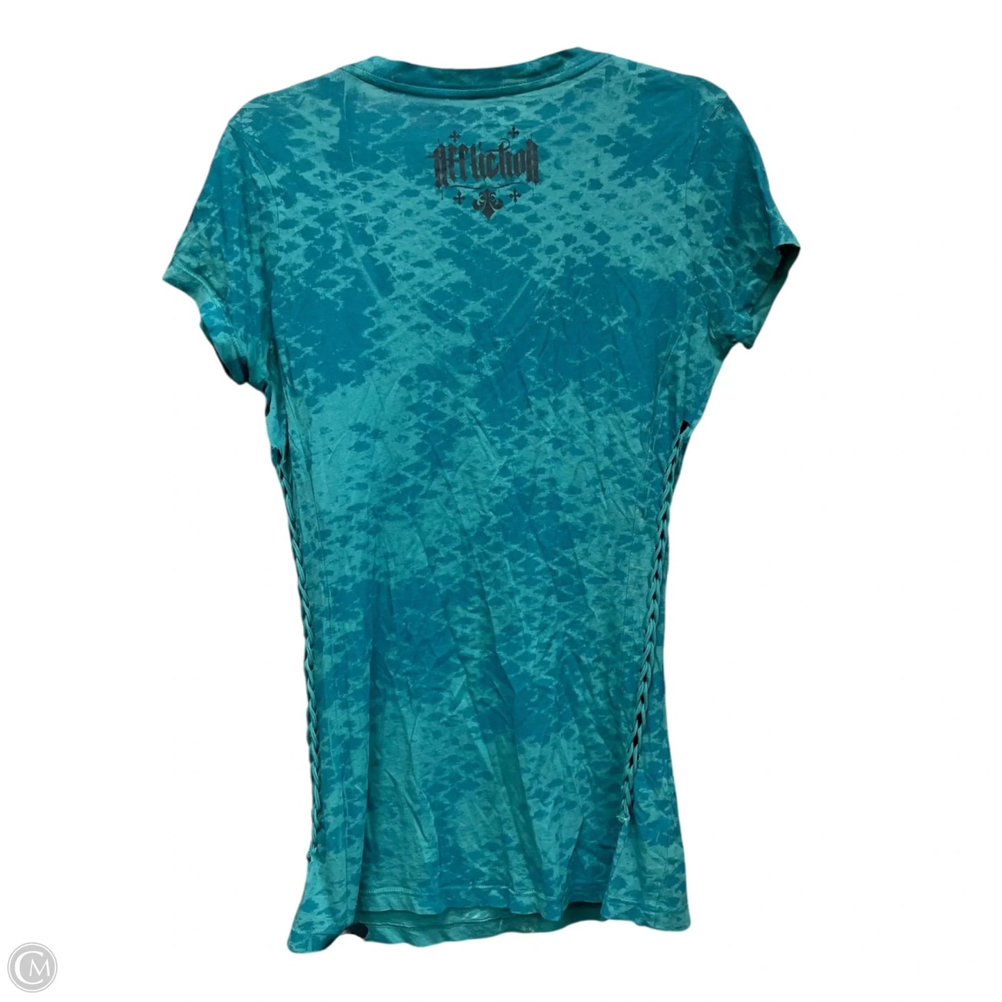 Top Short Sleeve By Affliction In Aqua, Size: M