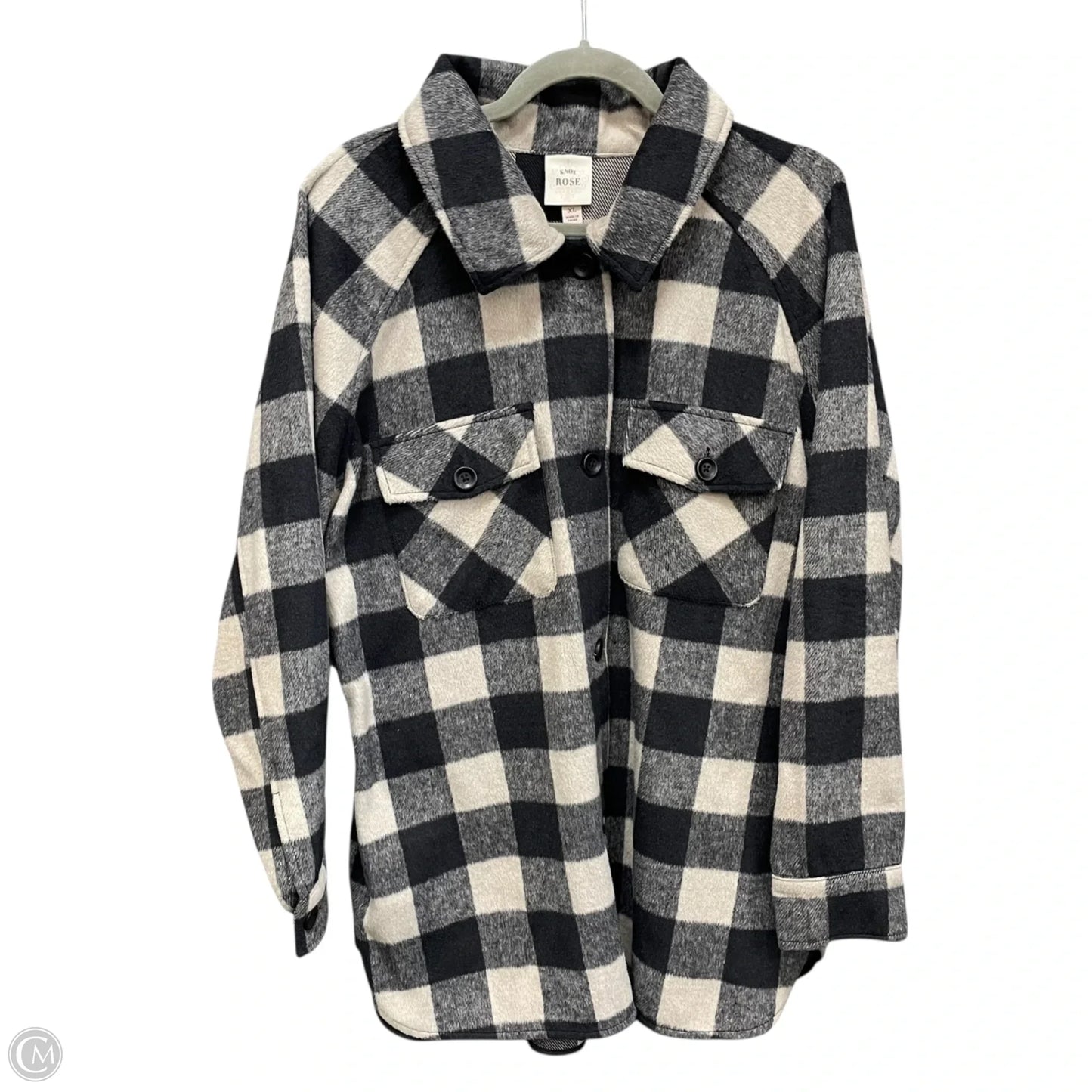 Jacket Faux Fur & Sherpa By Knox Rose In Black & Cream, Size: Xl