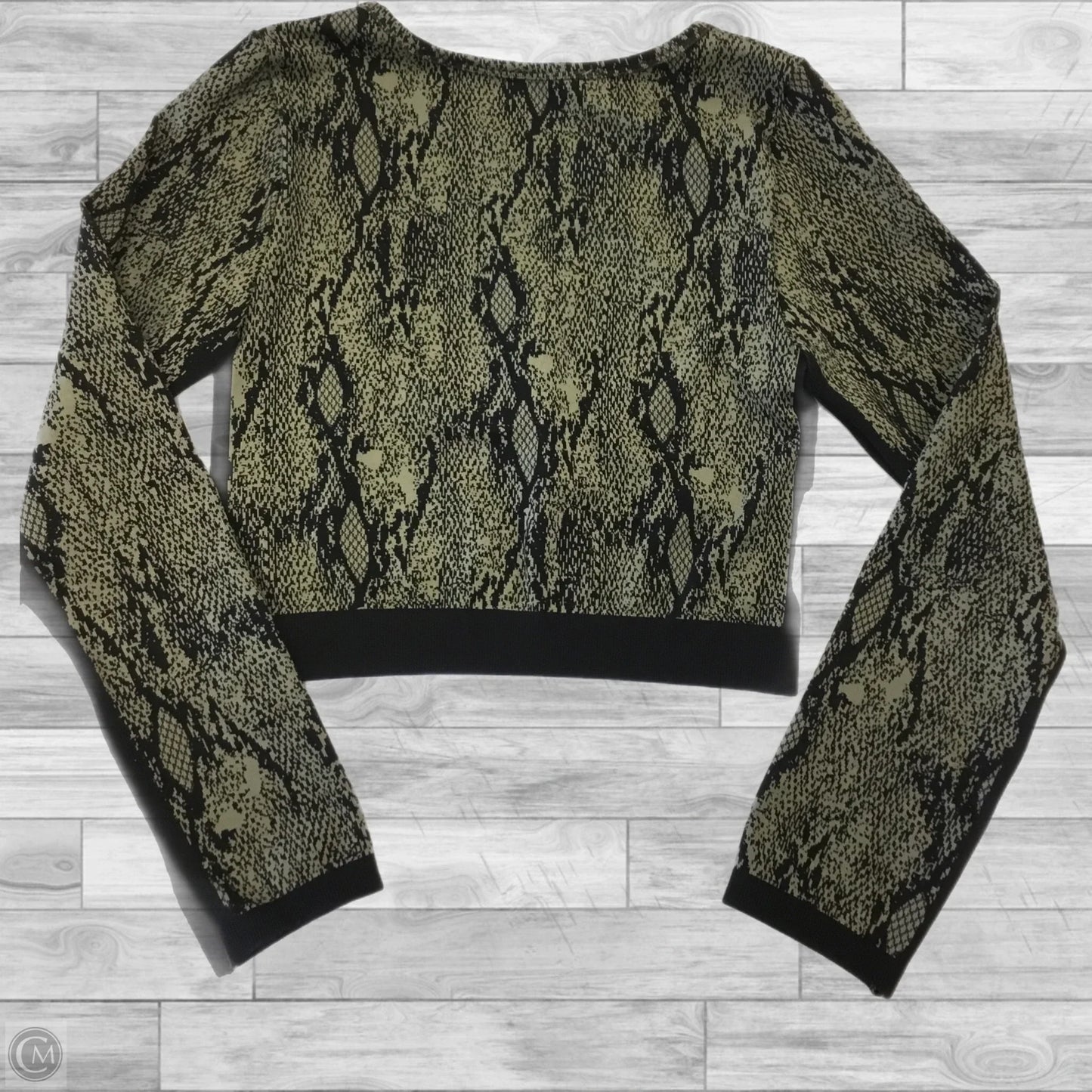 Athletic Top Long Sleeve Collar By Fabletics In Black & Green, Size: Xl