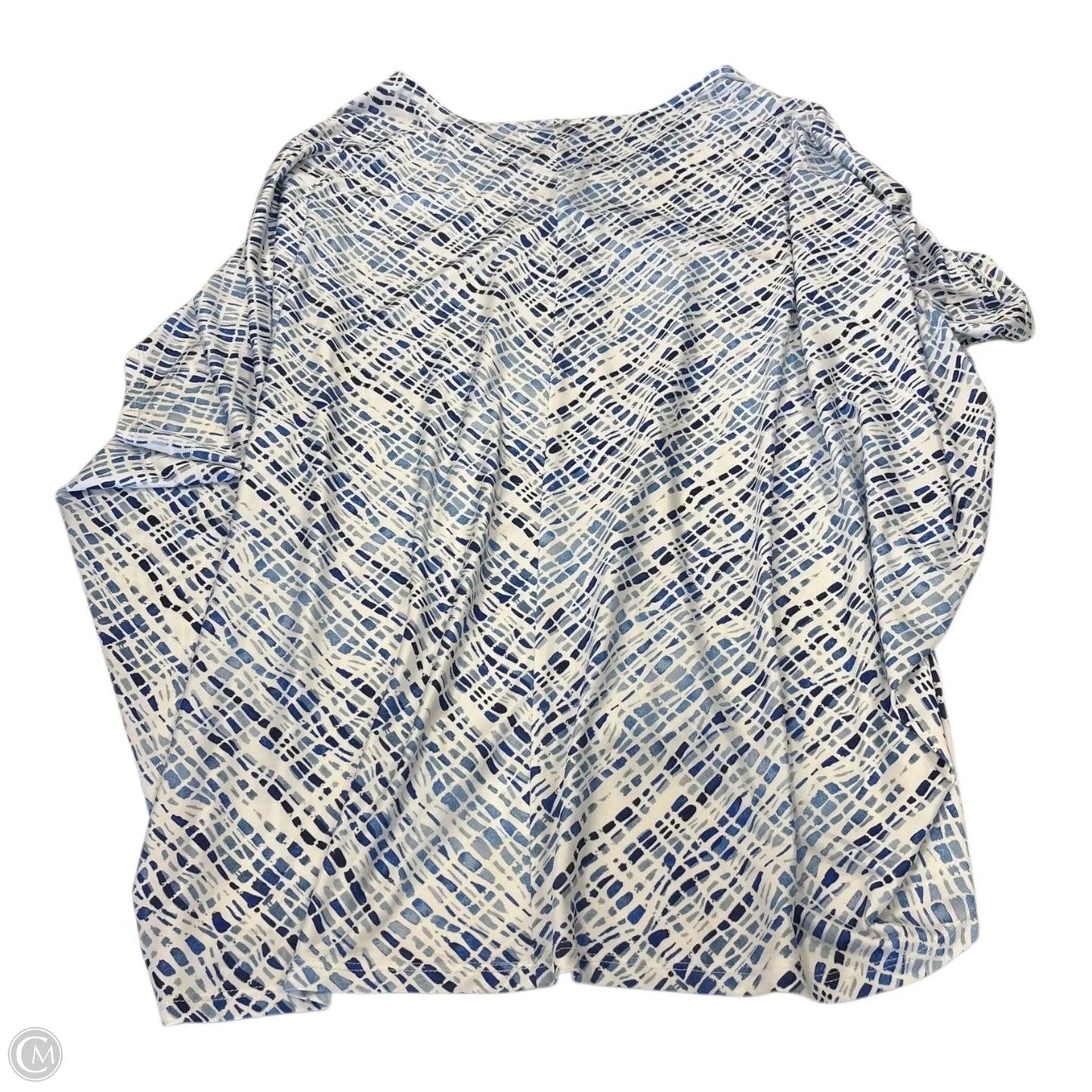 Top Short Sleeve By Jeanne Pierre In Blue & White, Size: Xl