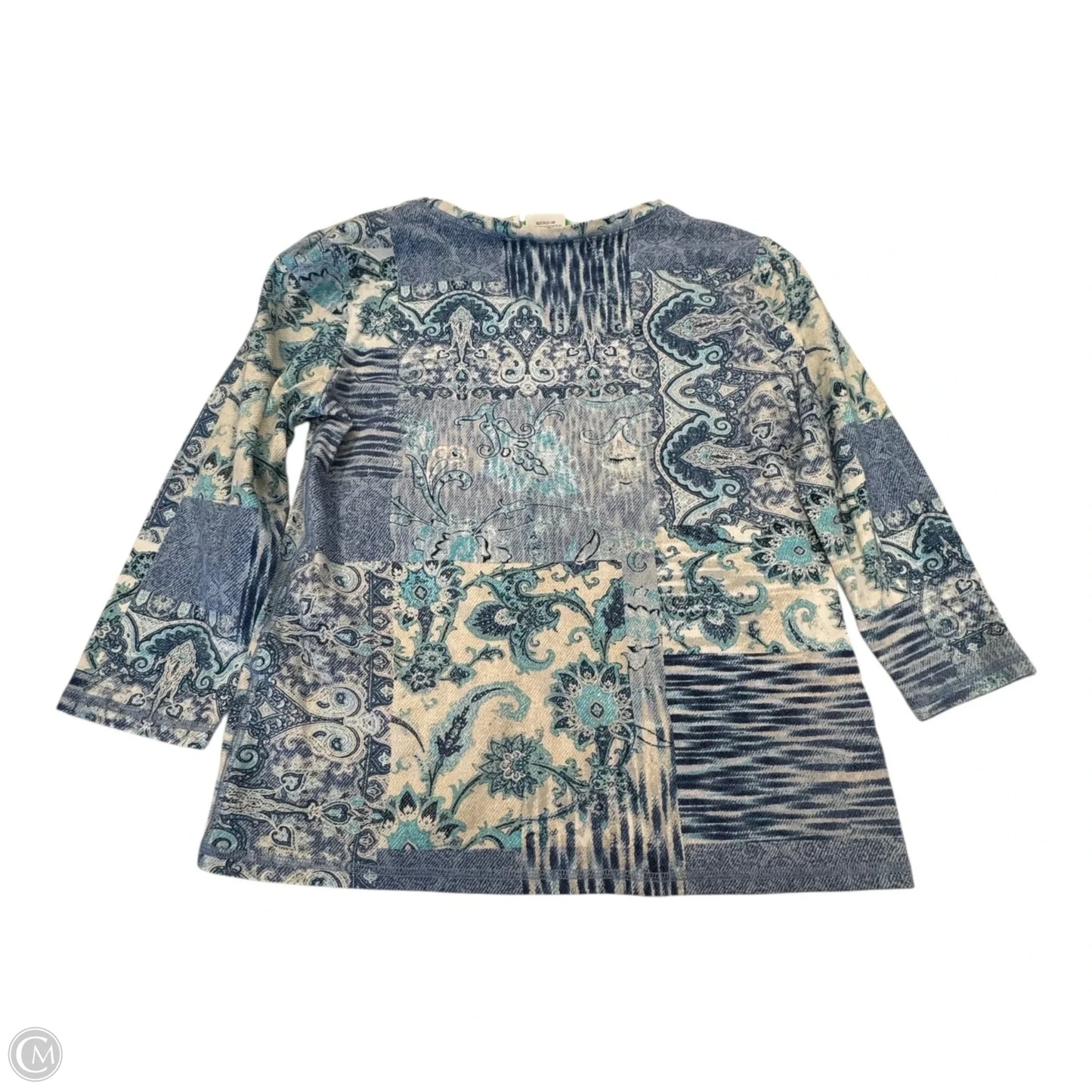 Top Long Sleeve By Chicos In Blue & White, Size: S