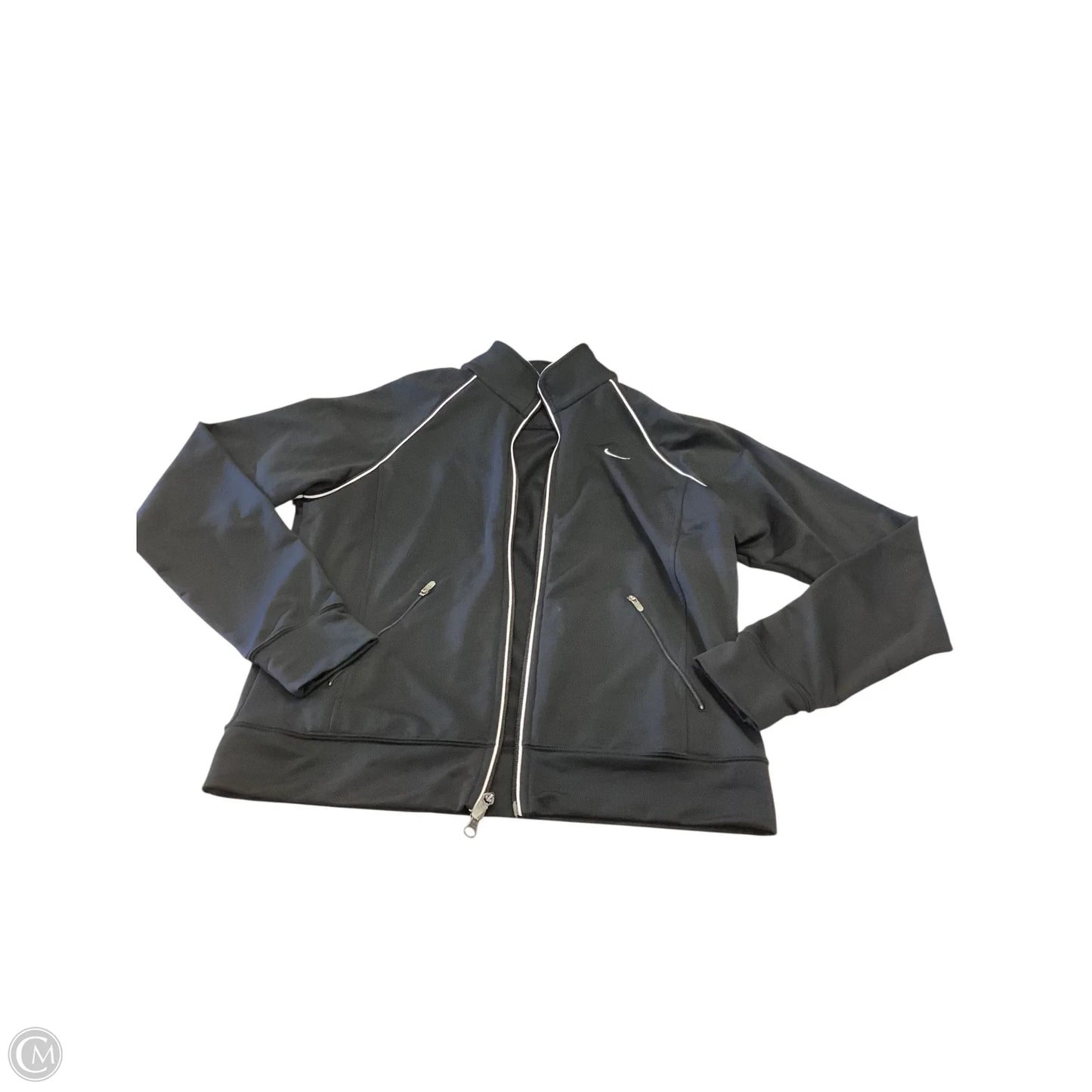 Athletic Top Long Sleeve Collar By Nike Apparel In Black, Size: M
