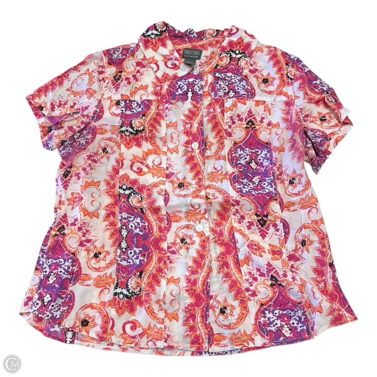 Top Short Sleeve By Chicos In Multi-colored, Size: M