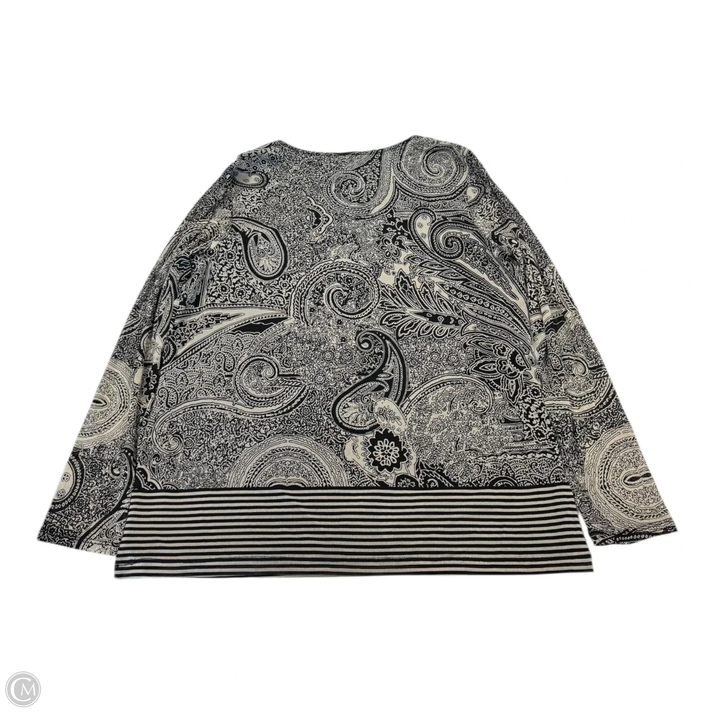 Top Long Sleeve By Chicos In Black & White, Size: L