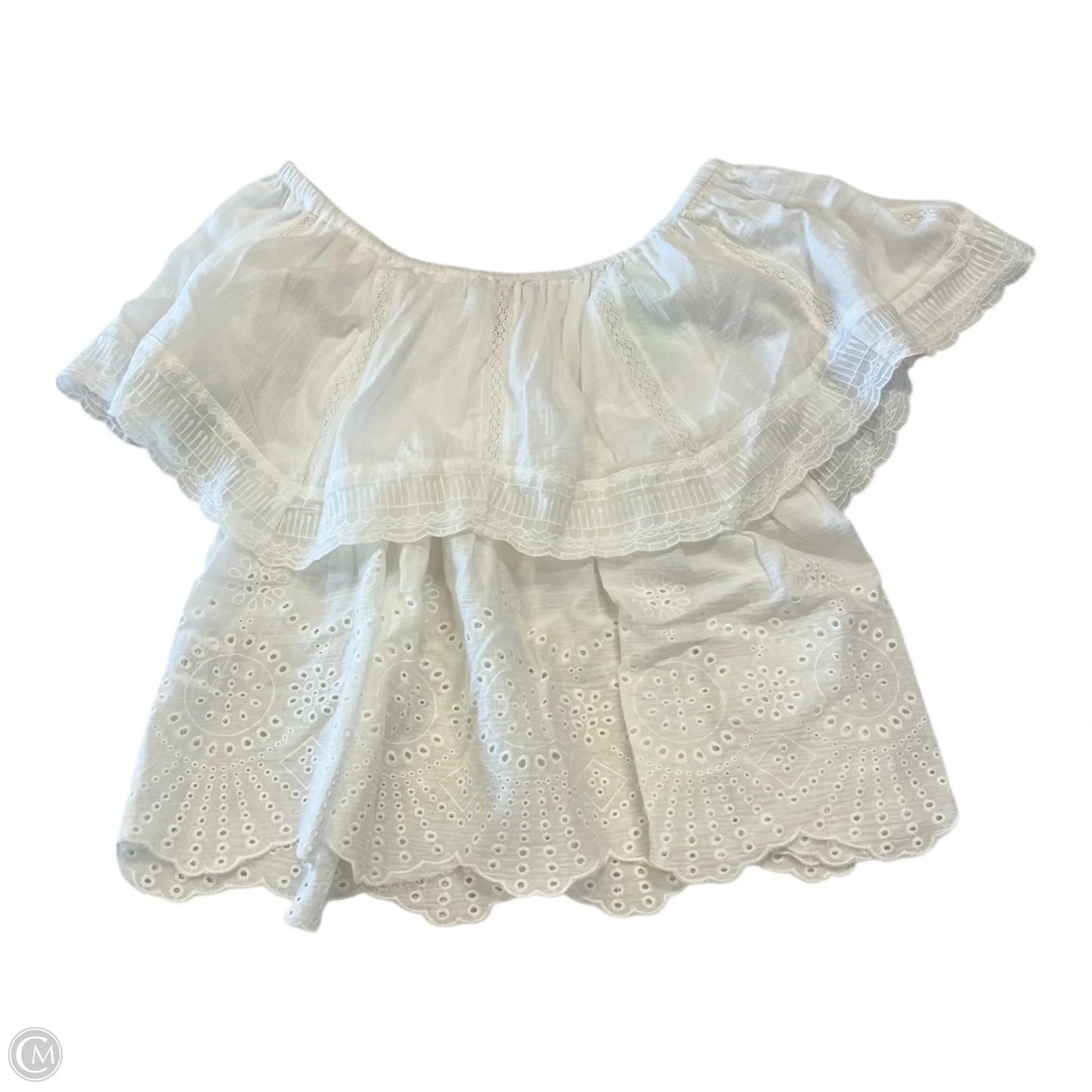 Top Short Sleeve By Clothes Mentor In White, Size: M