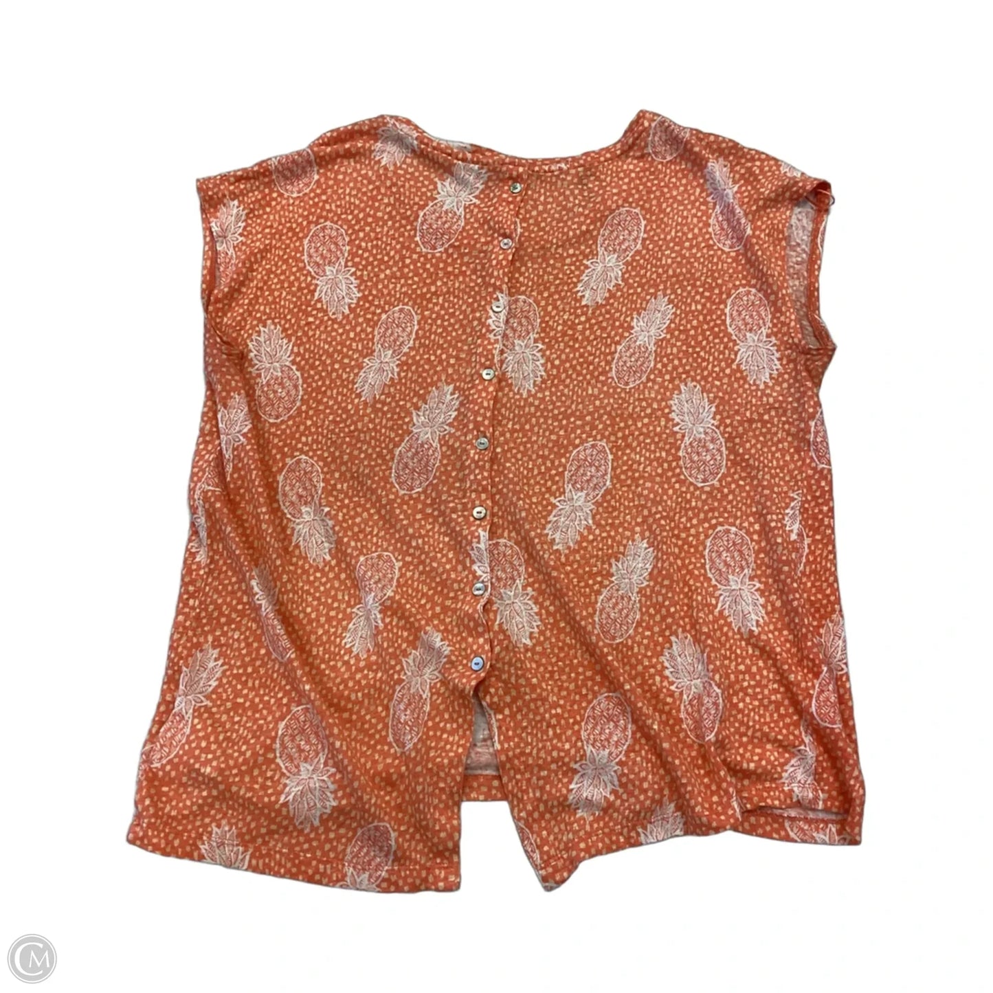 Top Short Sleeve By Christian Siriano In Orange & White, Size: Xl