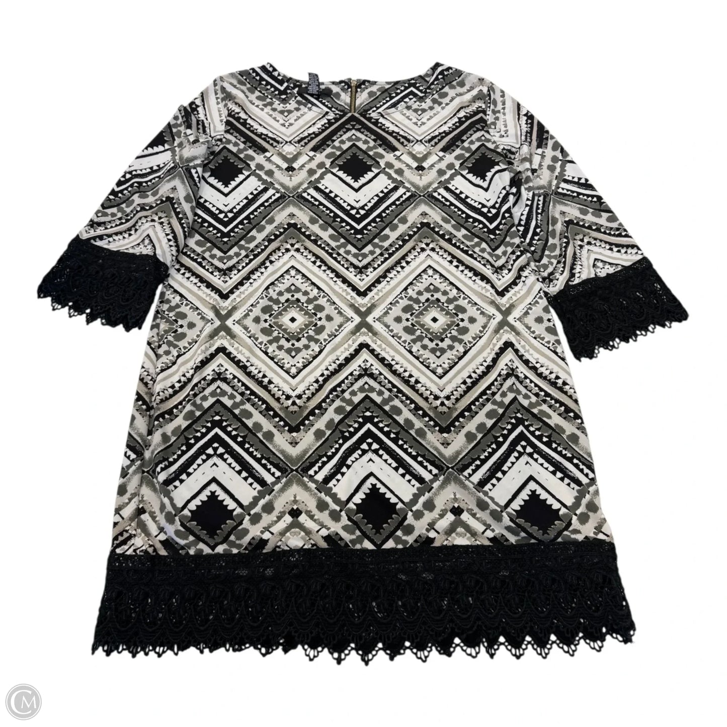 Top 3/4 Sleeve By Alfani In Black & White, Size: Petite M