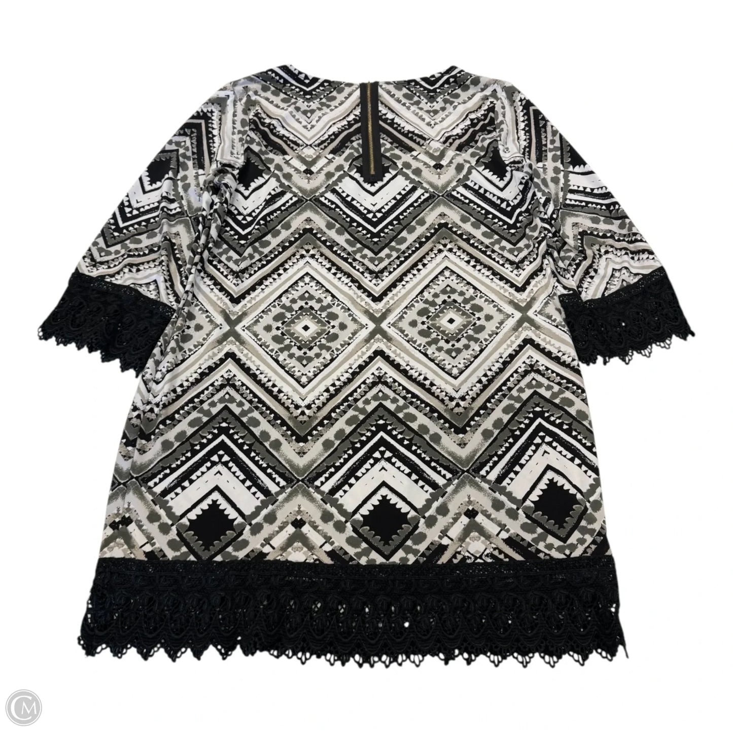 Top 3/4 Sleeve By Alfani In Black & White, Size: Petite M