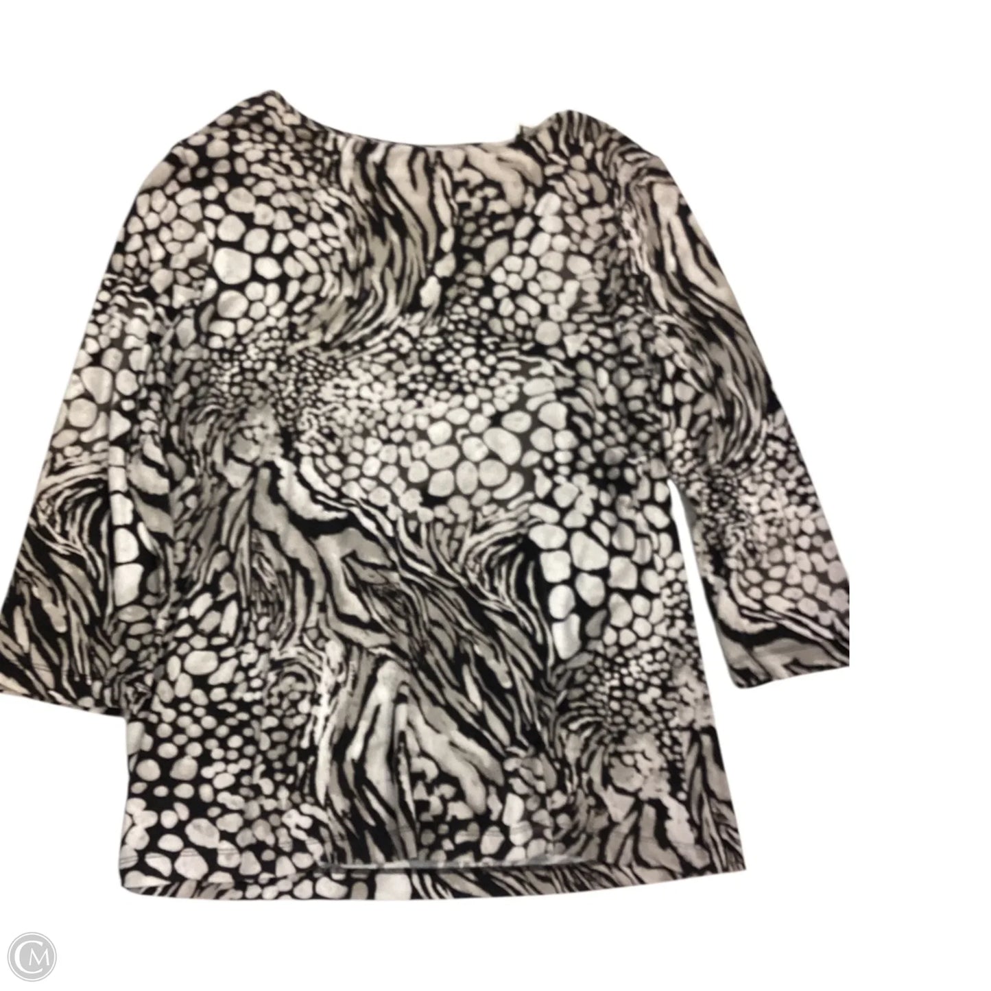 Top 3/4 Sleeve By Chicos In Brown & Cream, Size: 2