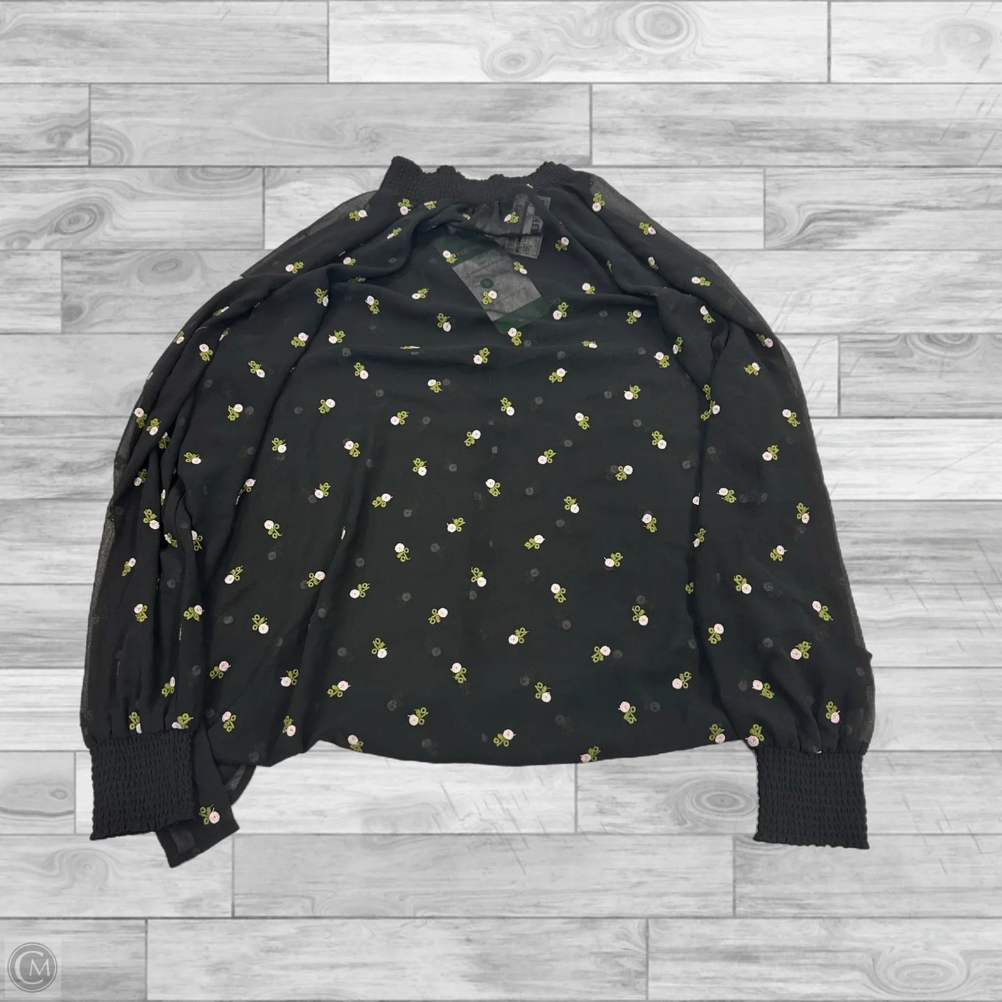 Top Long Sleeve By Cabi In Black & Pink, Size: S