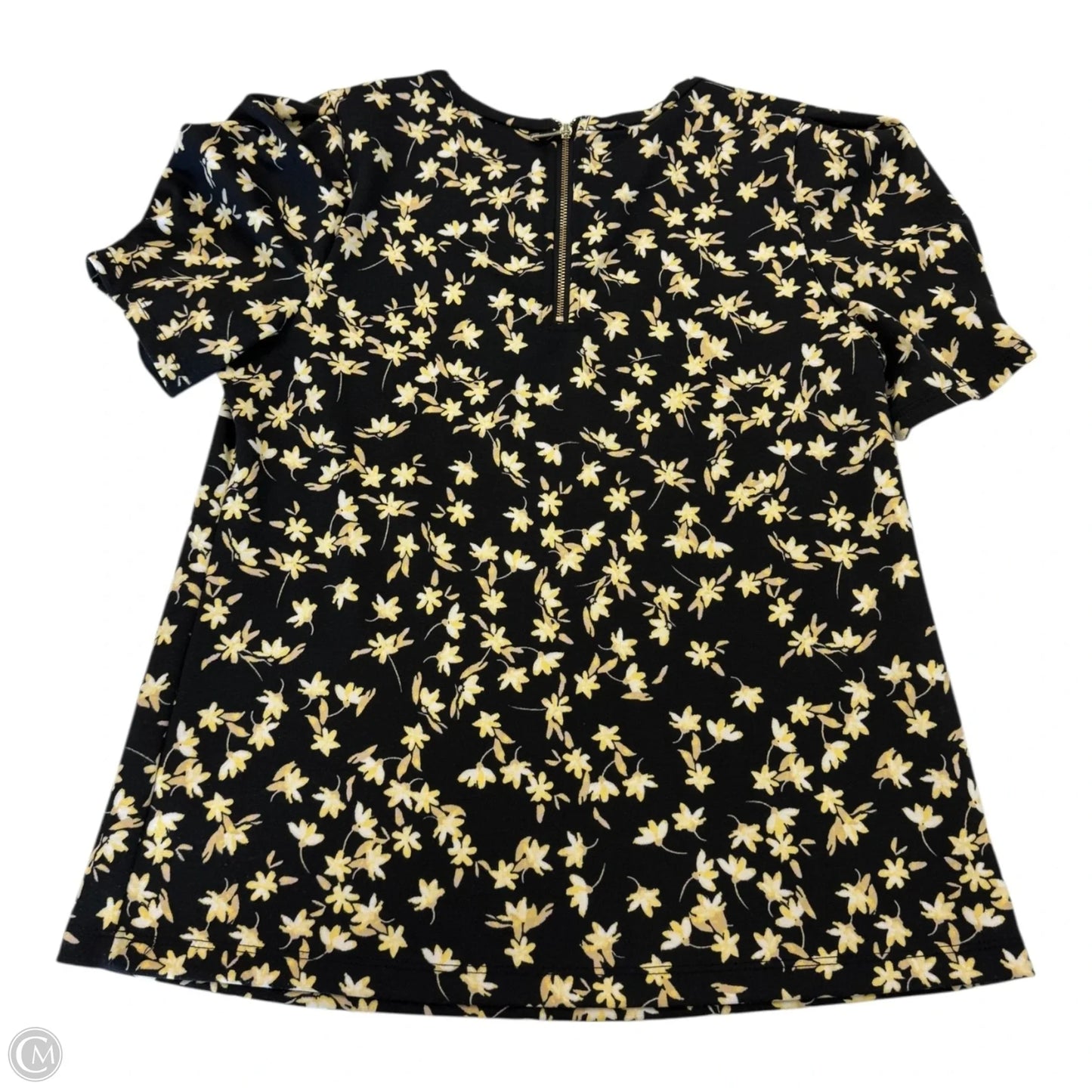 Top Short Sleeve By Liz Claiborne In Black & Yellow, Size: S