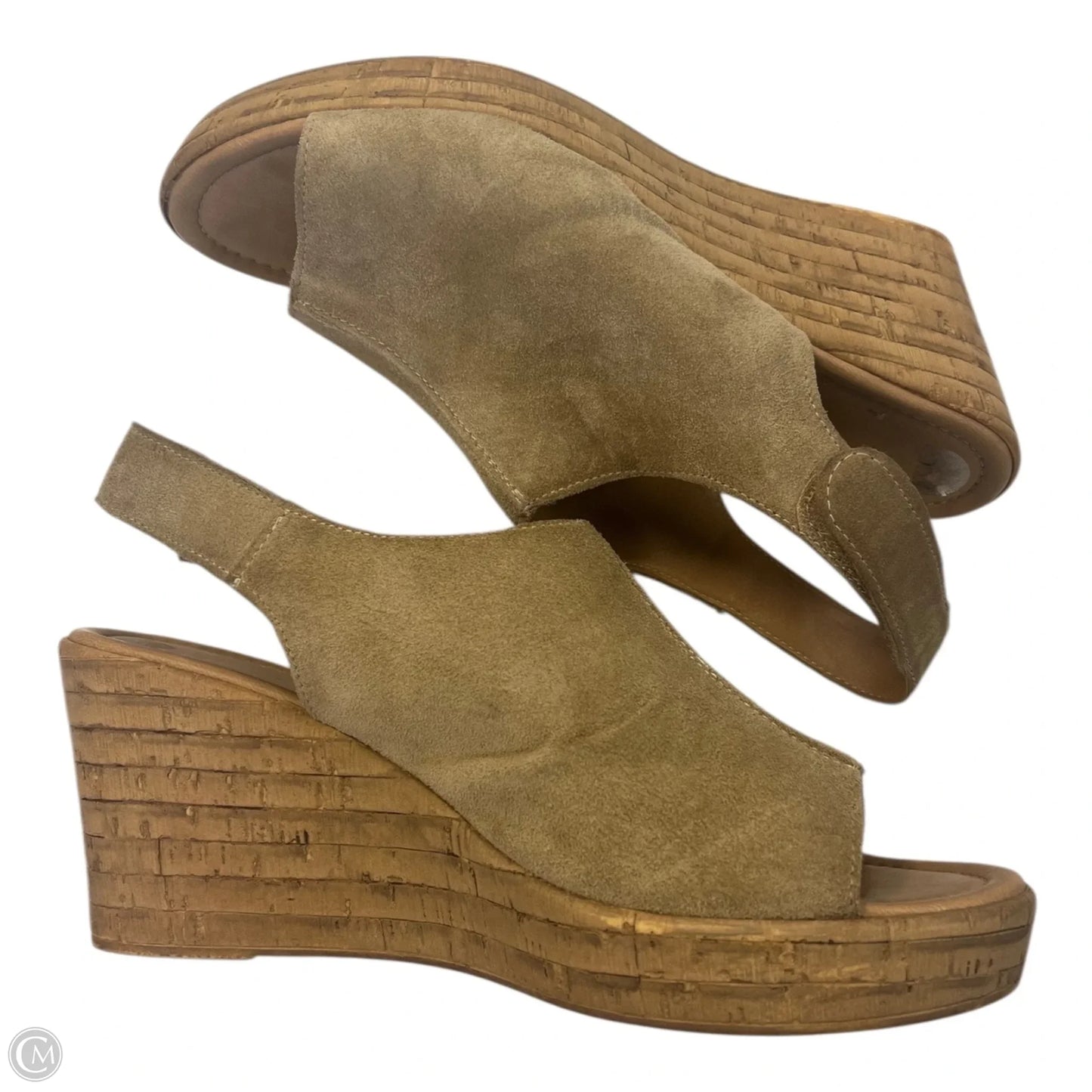Sandals Heels Wedge By Clothes Mentor In Tan, Size: 7.5