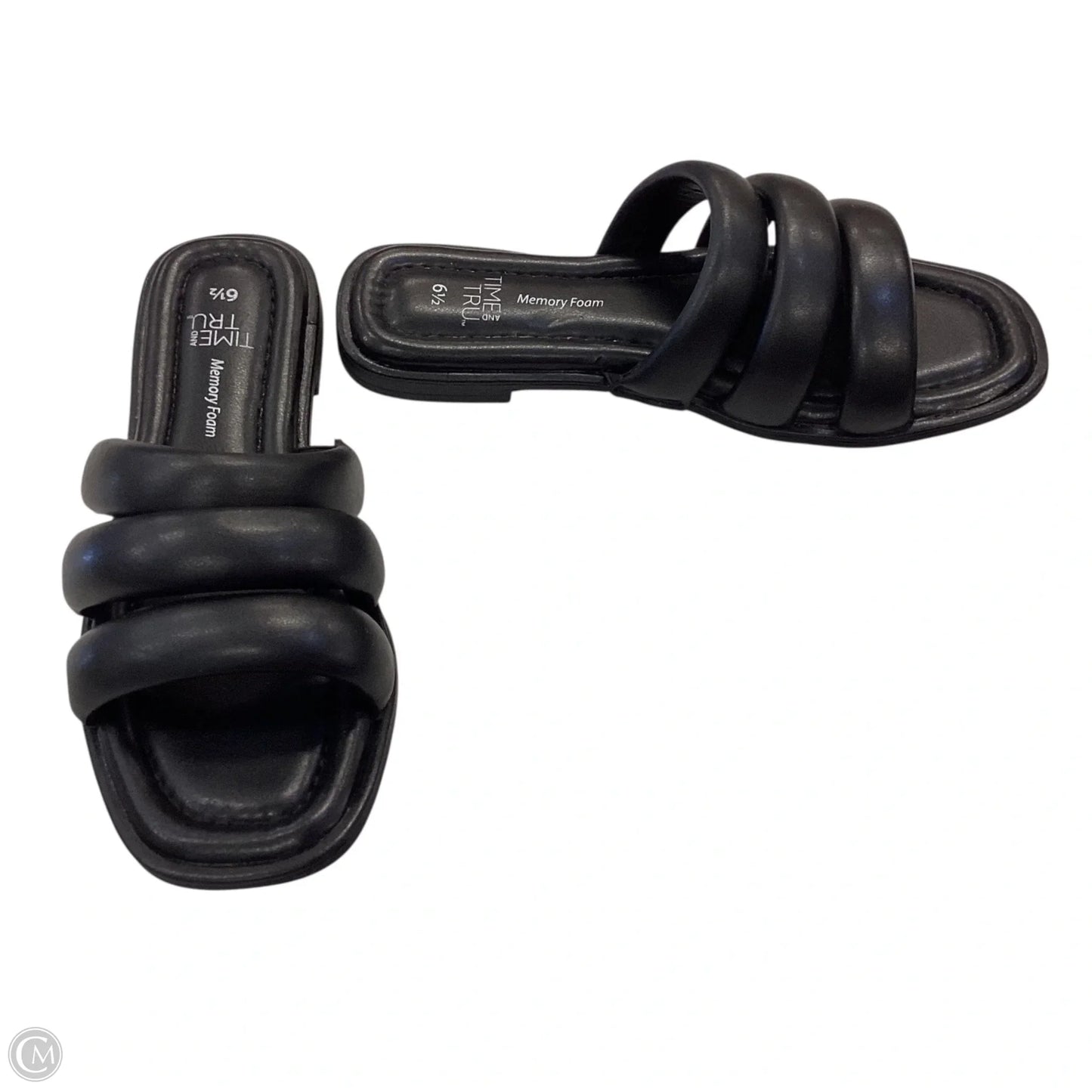 Sandals Flats By Time And Tru In Black, Size: 6.5