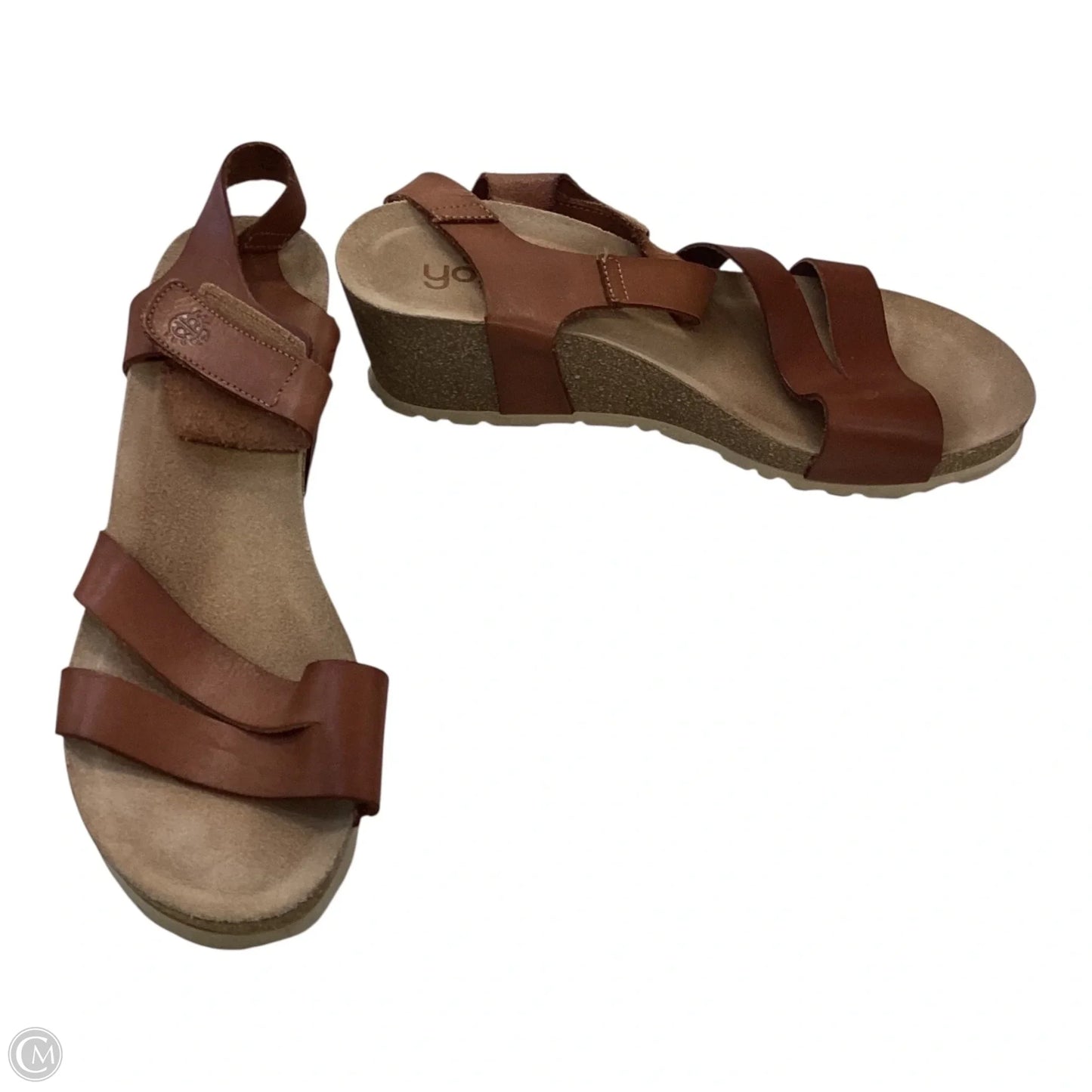 Sandals Heels Wedge By Clothes Mentor In Brown, Size: 7.5