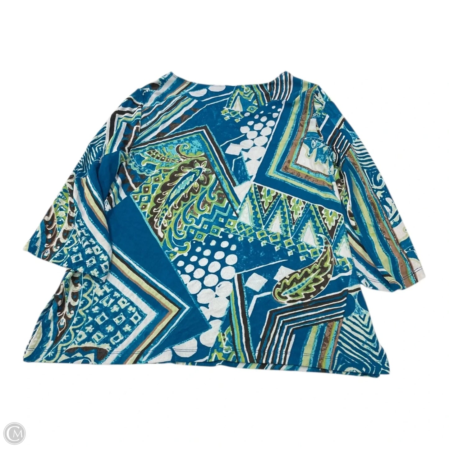 Top Long Sleeve By Chicos In Blue & Green, Size: M